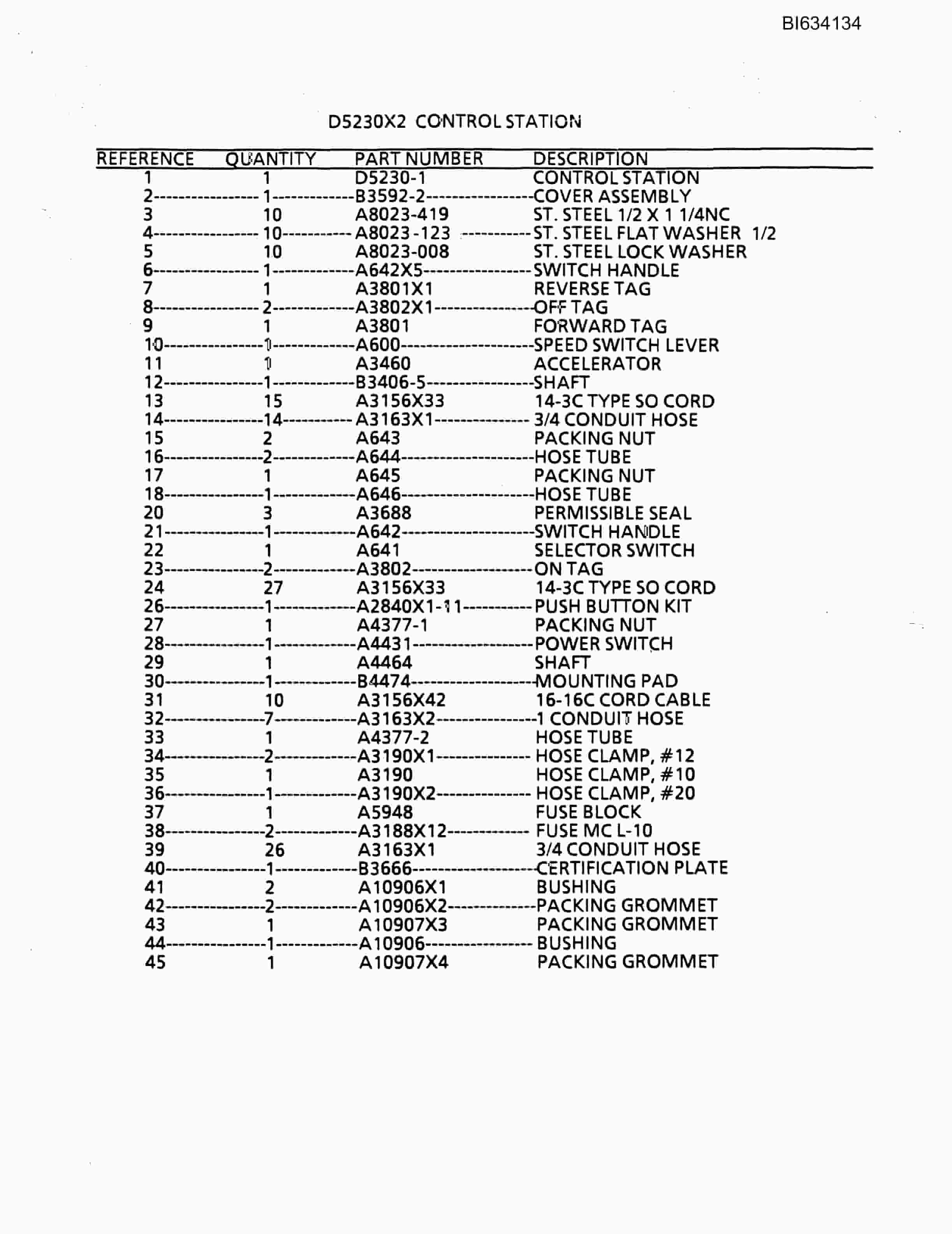 Bucyrus 603 Parts Catalog BI634134-2