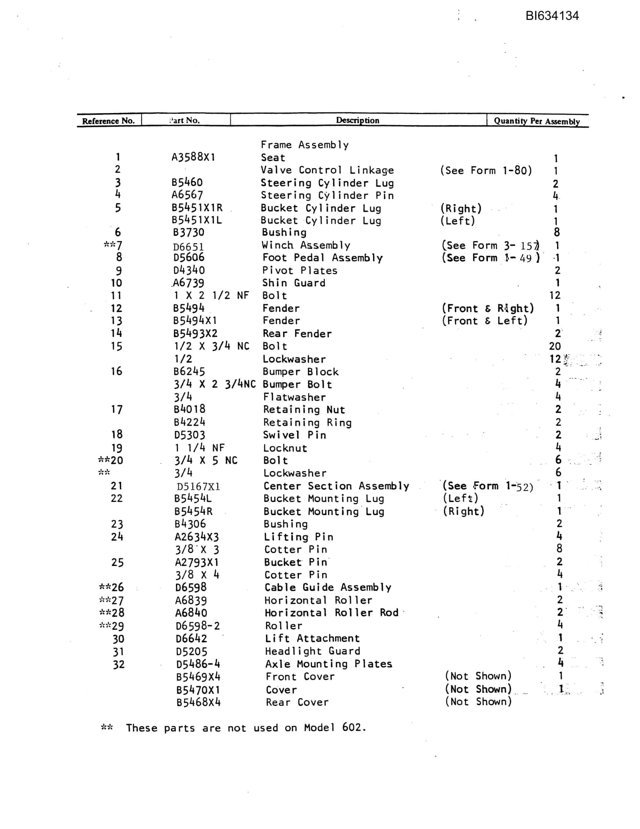 Bucyrus 603 Parts Catalog BI634134-3