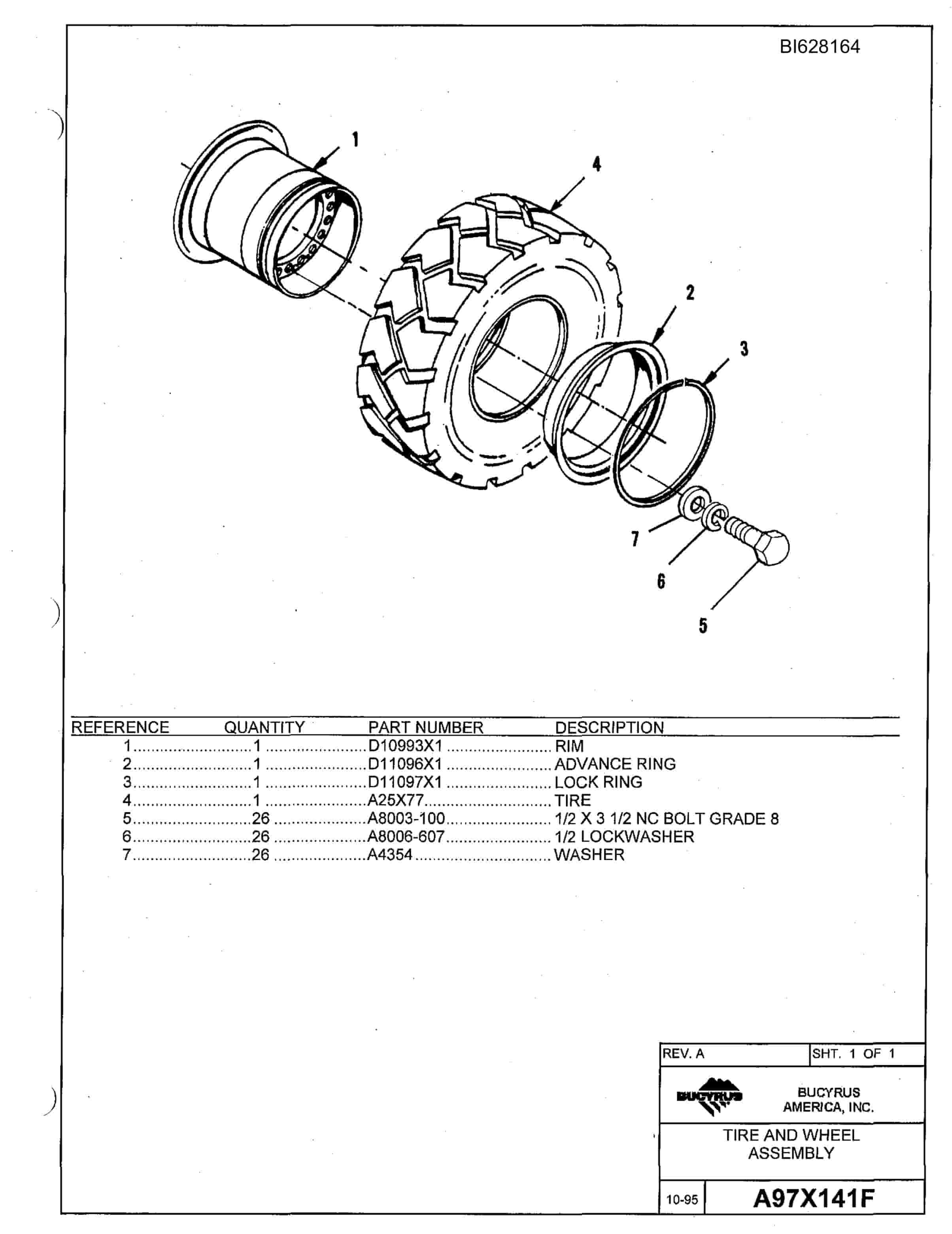 Bucyrus 604 Parts Catalog BI628164-3