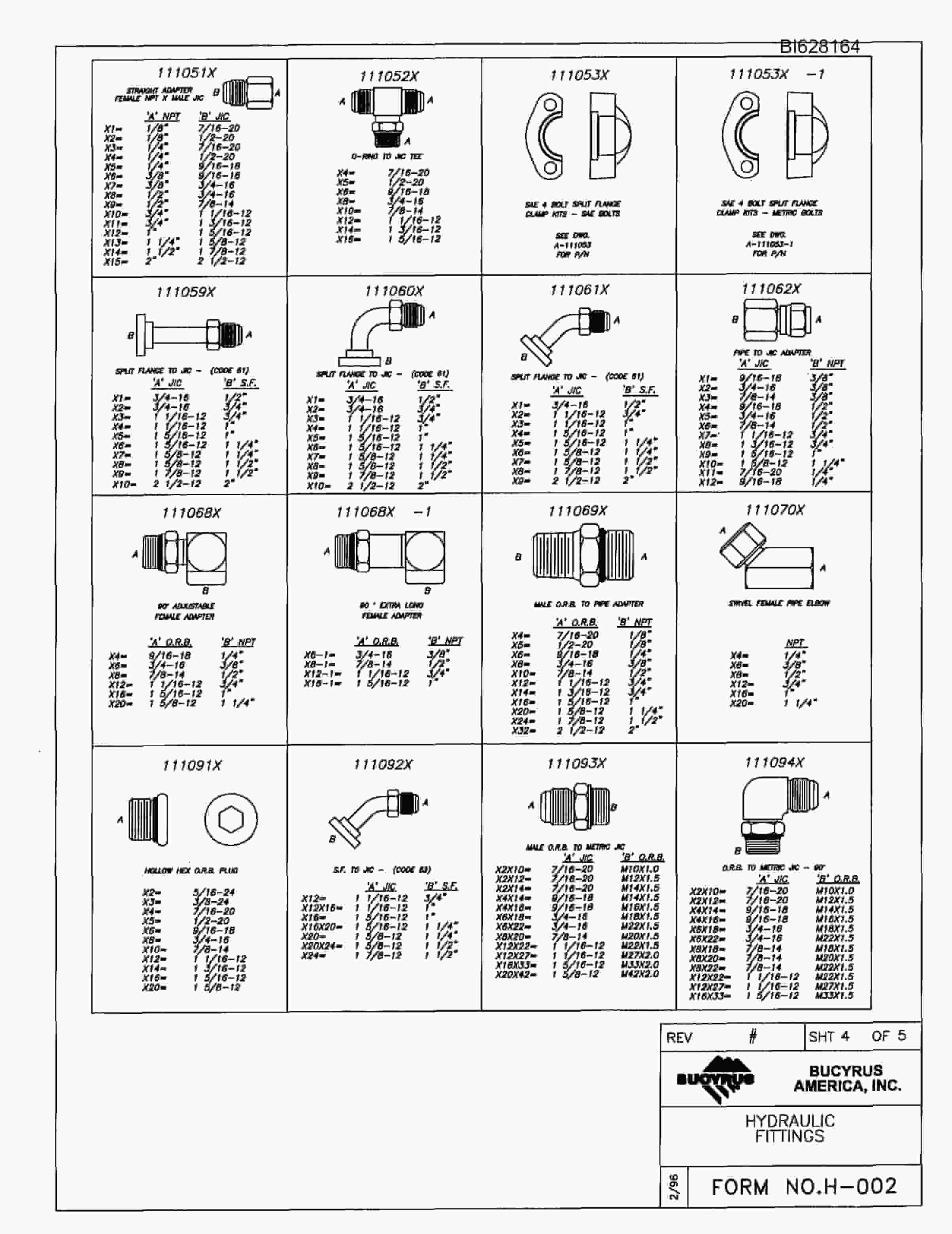 Bucyrus 604 Parts Catalog BI628164-5