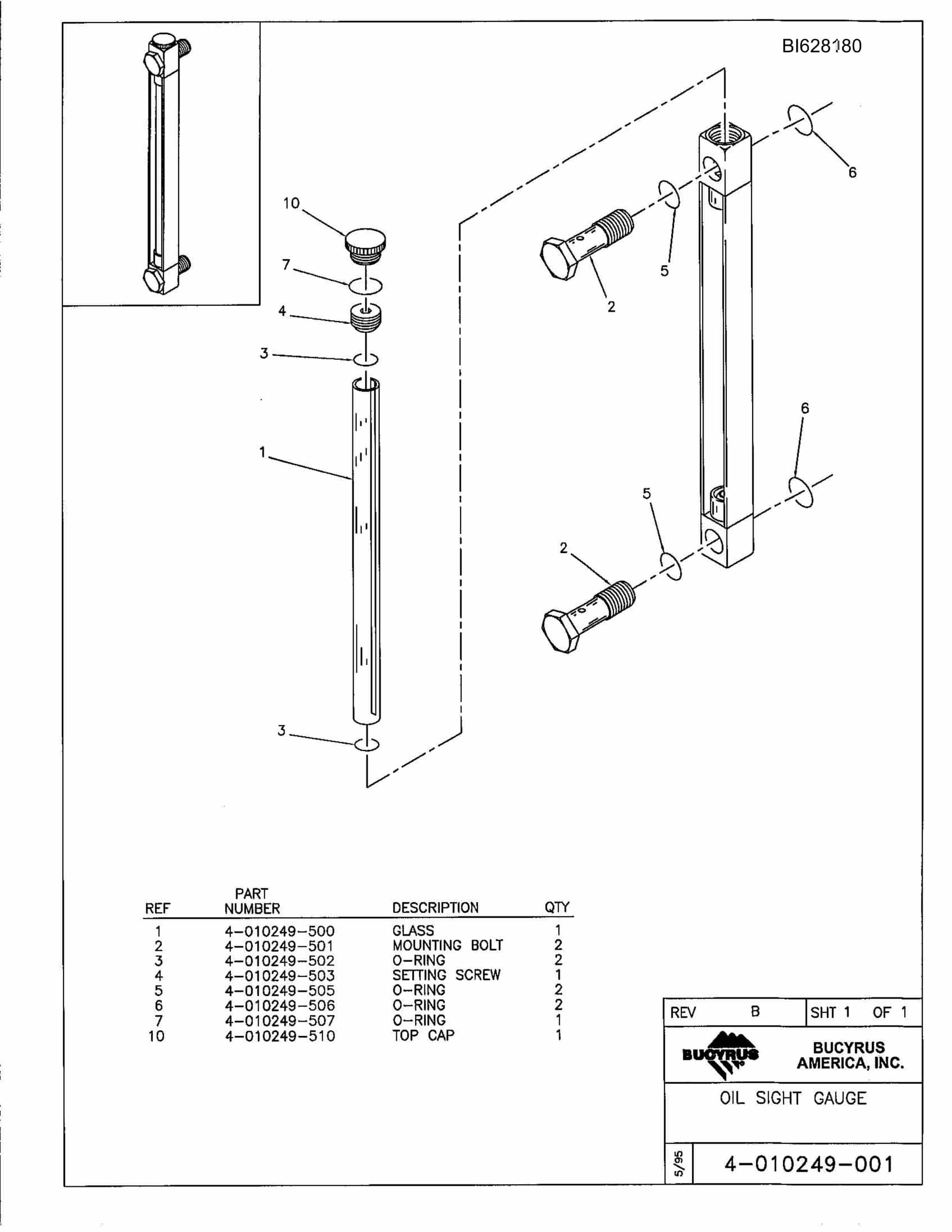Bucyrus 636 Parts Catalog BI628180-2