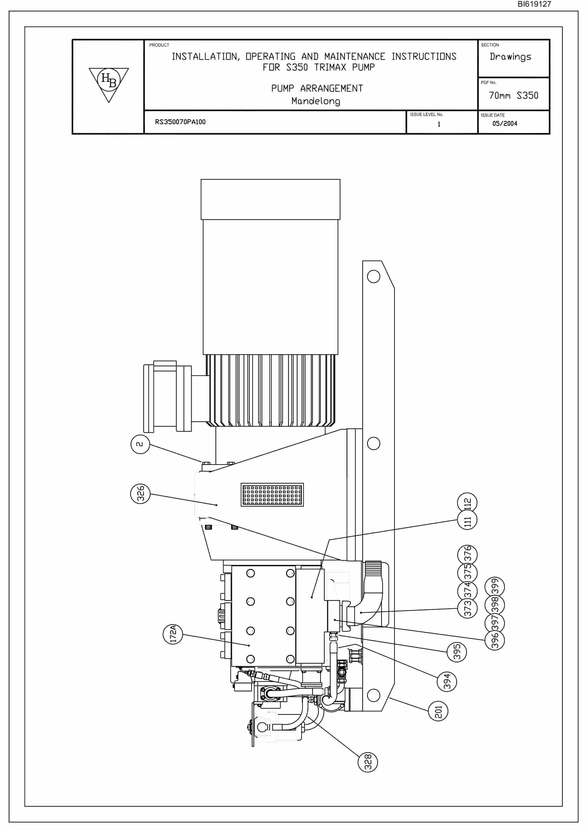 Bucyrus 70mm S350 Trimax Pump Technical Manual BI619127-5