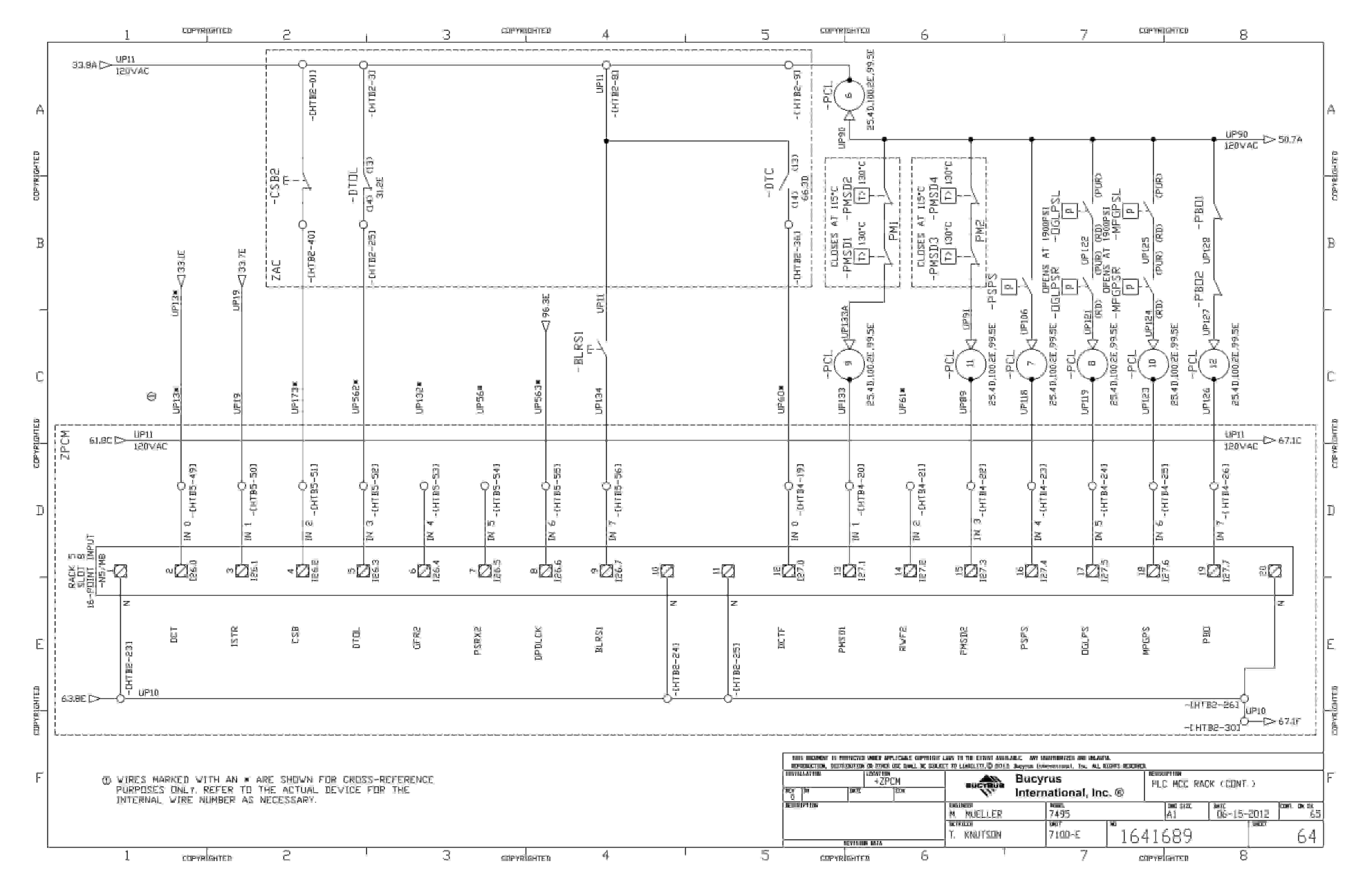 Bucyrus 7495 Detour Gold Shovel Type Electrical Schematic 1641689-2