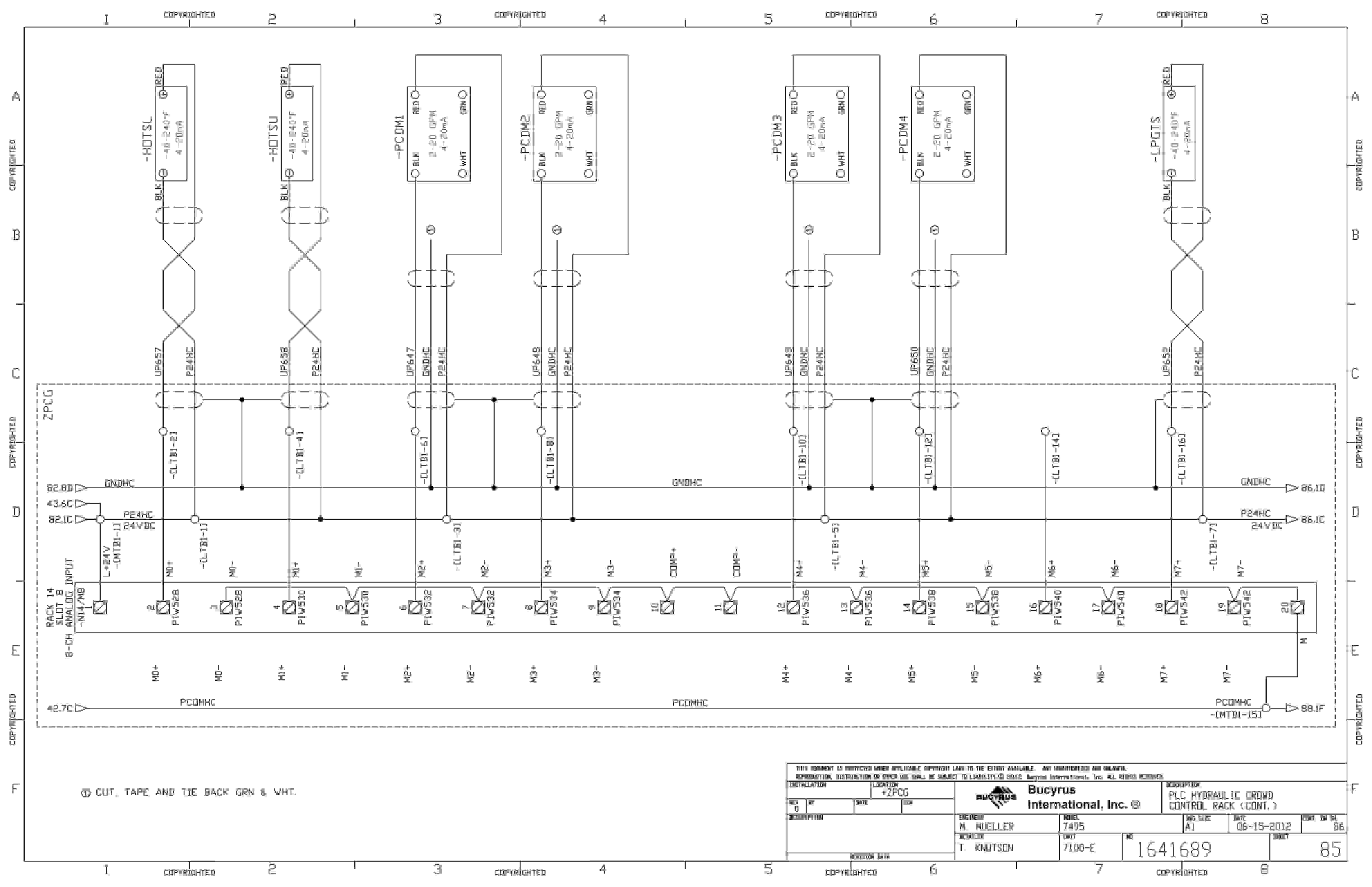 Bucyrus 7495 Detour Gold Shovel Type Electrical Schematic 1641689-3