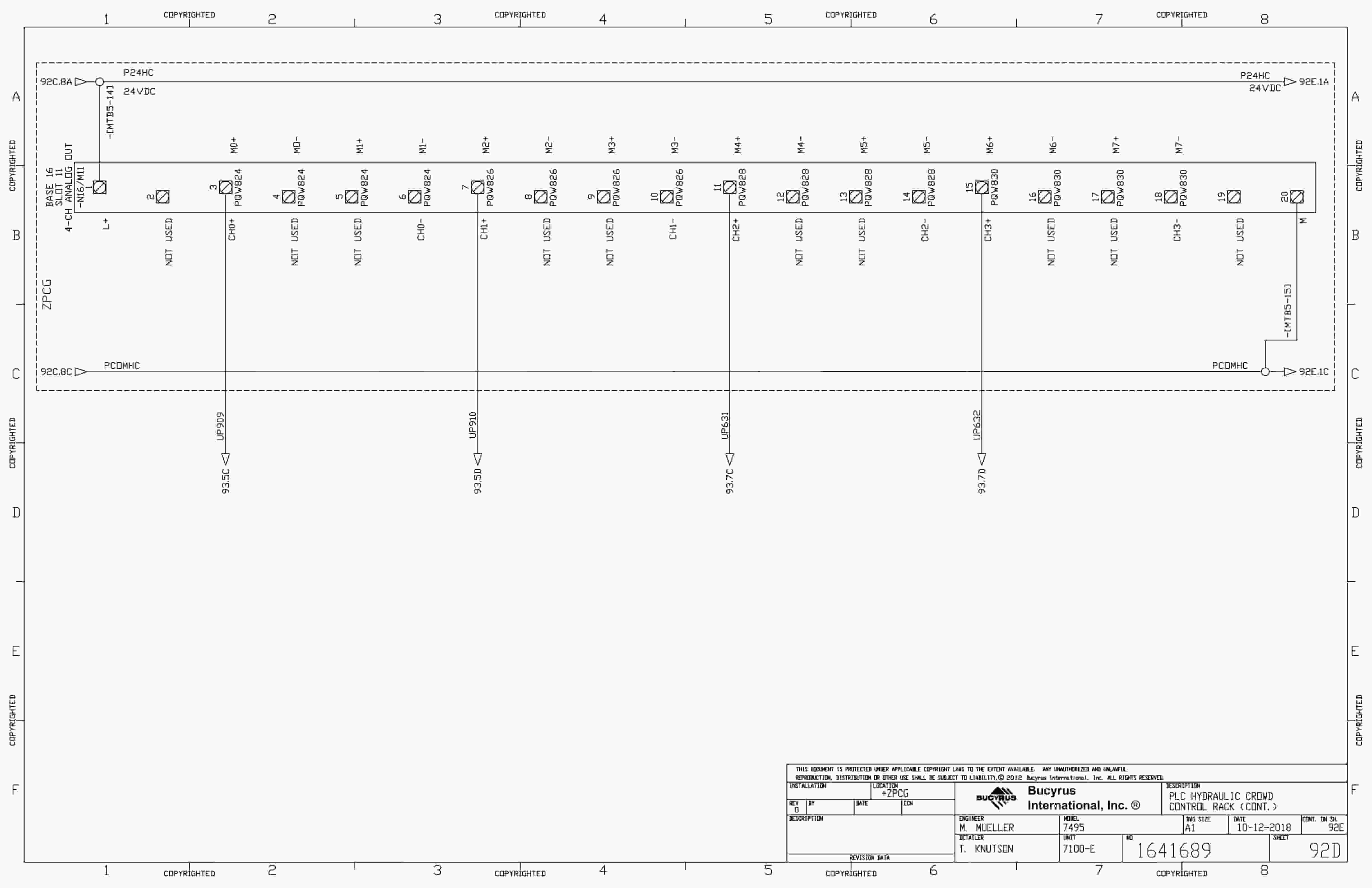 Bucyrus 7495 Detour Gold Shovel Type Electrical Schematic 1641689-4