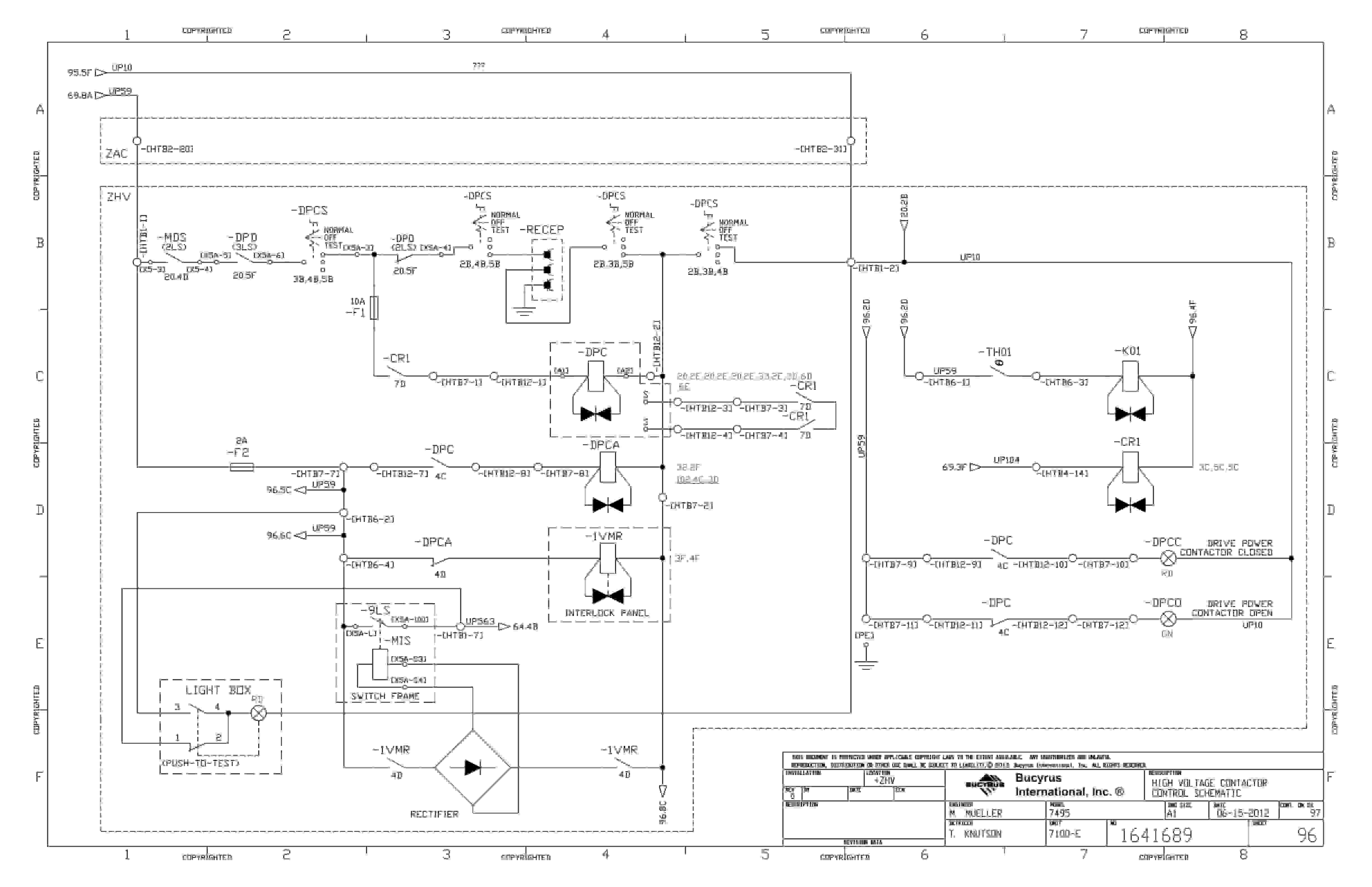 Bucyrus 7495 Detour Gold Shovel Type Electrical Schematic 1641689-5