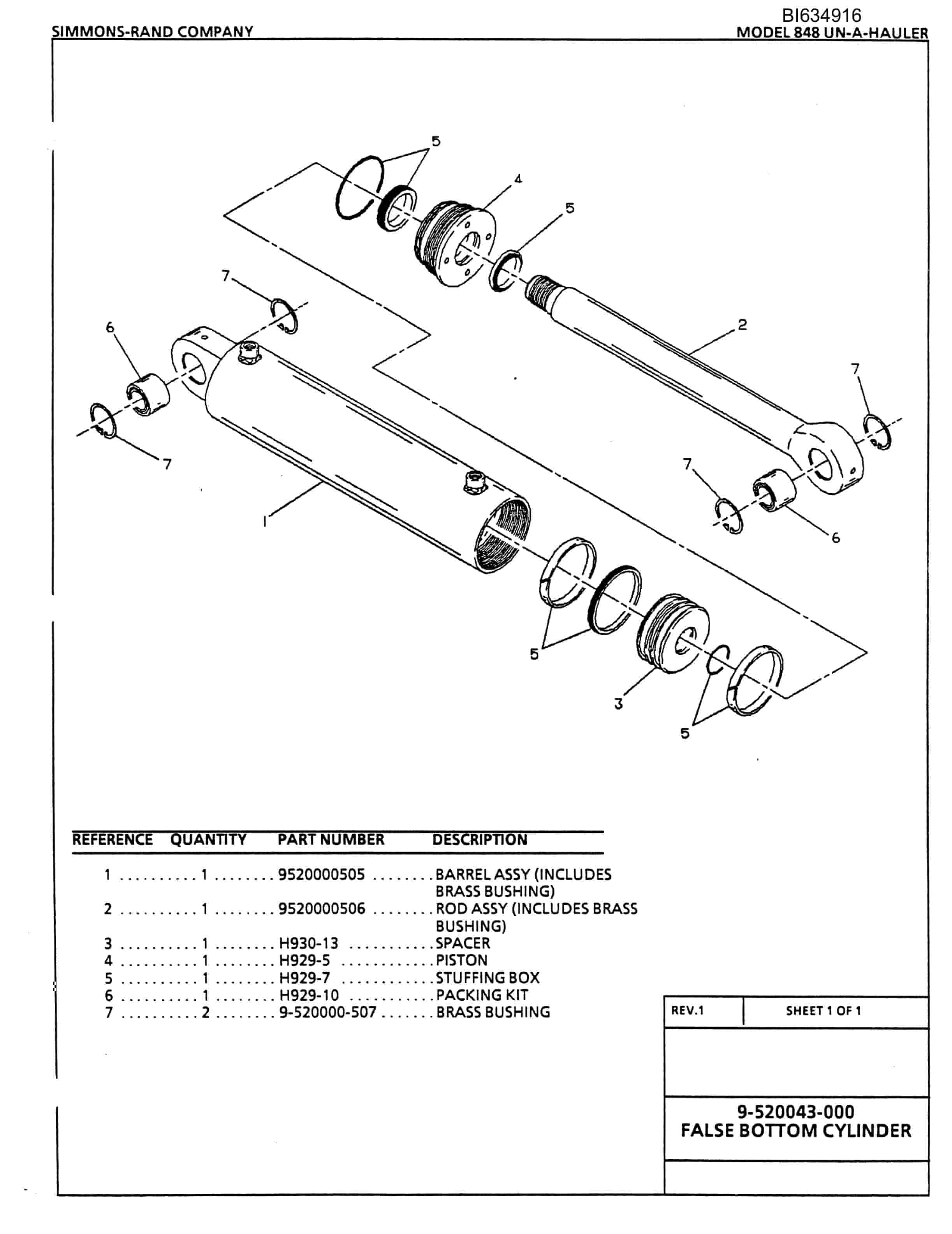 Bucyrus 848 Parts Catalog BI634916-5