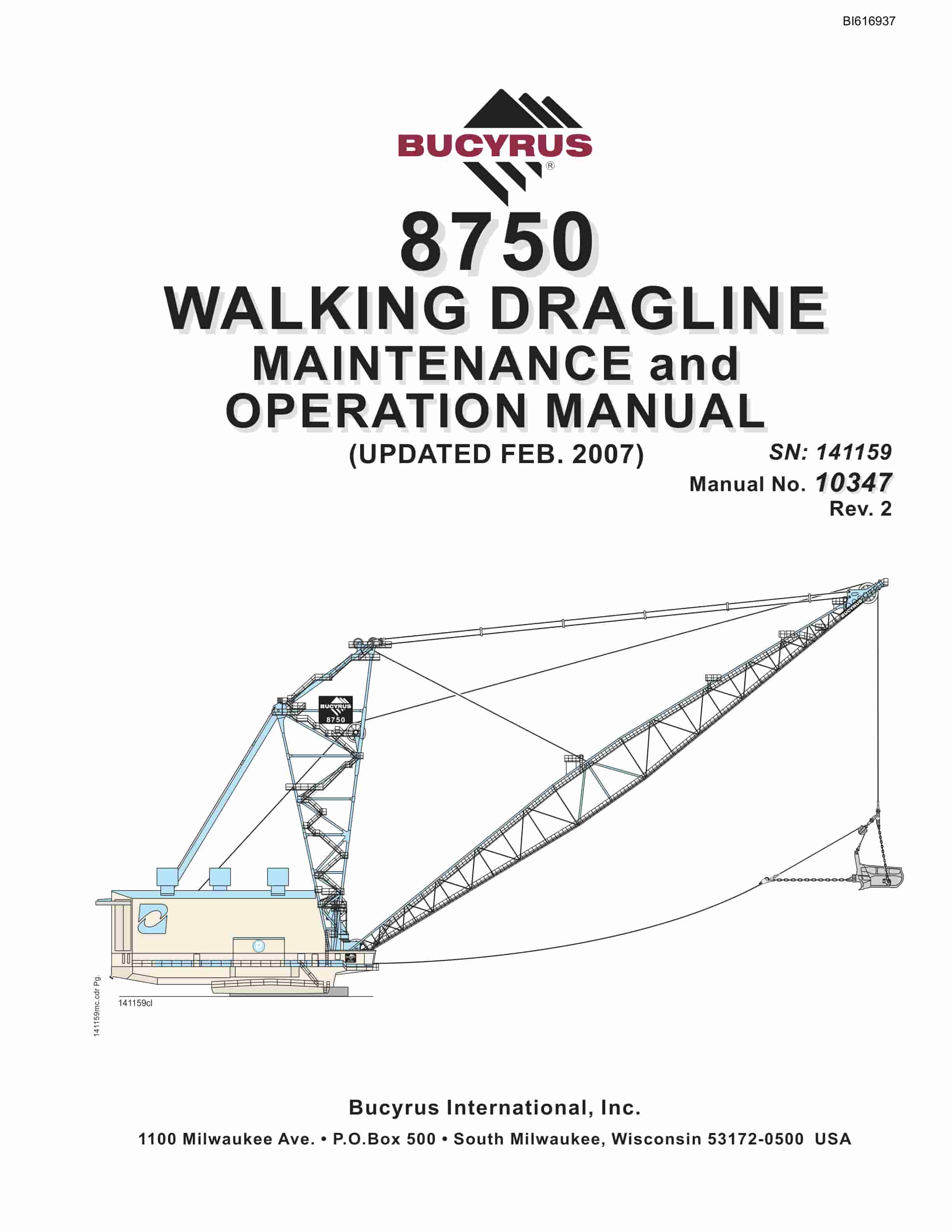 Bucyrus 8750 Walking Dragline Maintenance And Operation Manual BI616937