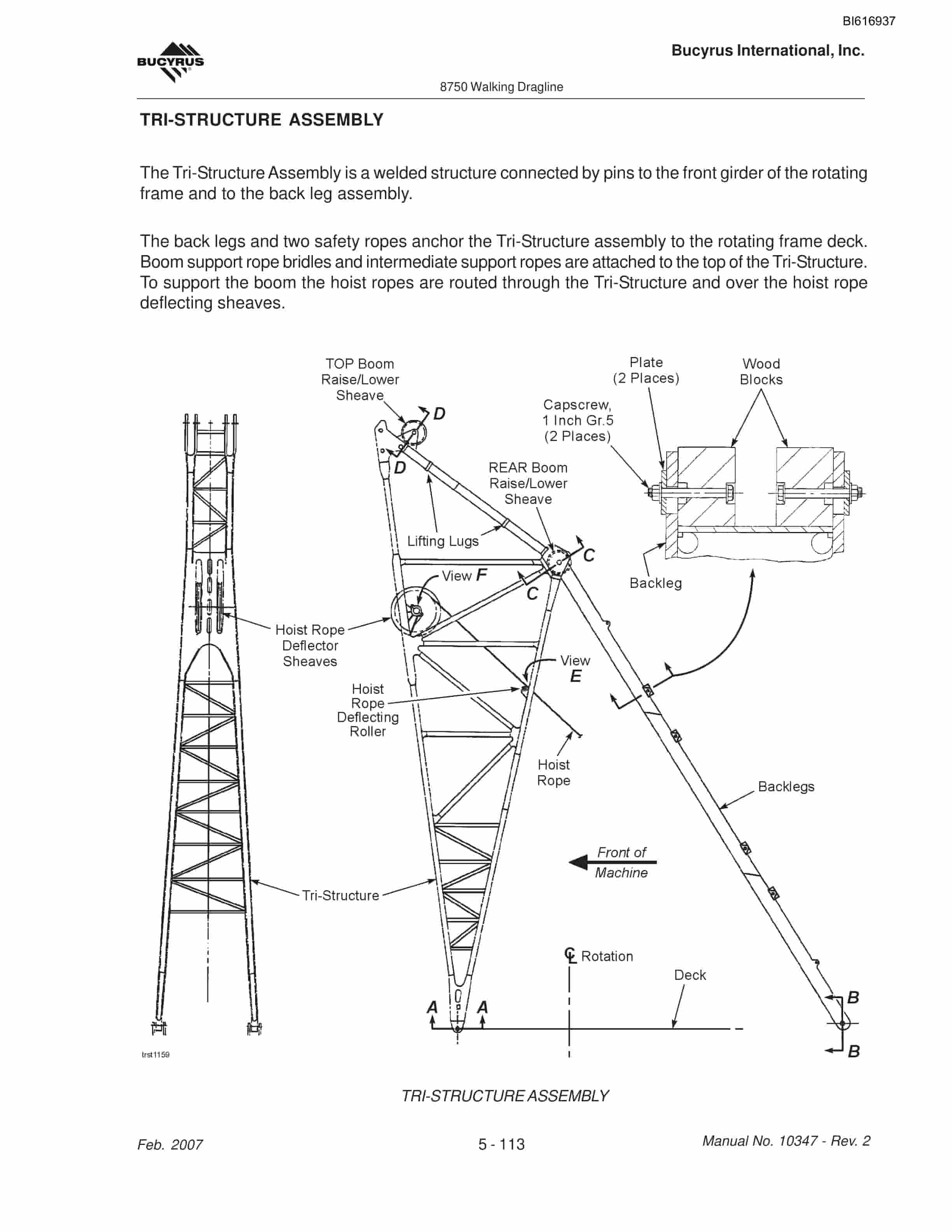 Bucyrus 8750 Walking Dragline Maintenance And Operation Manual BI616937-4