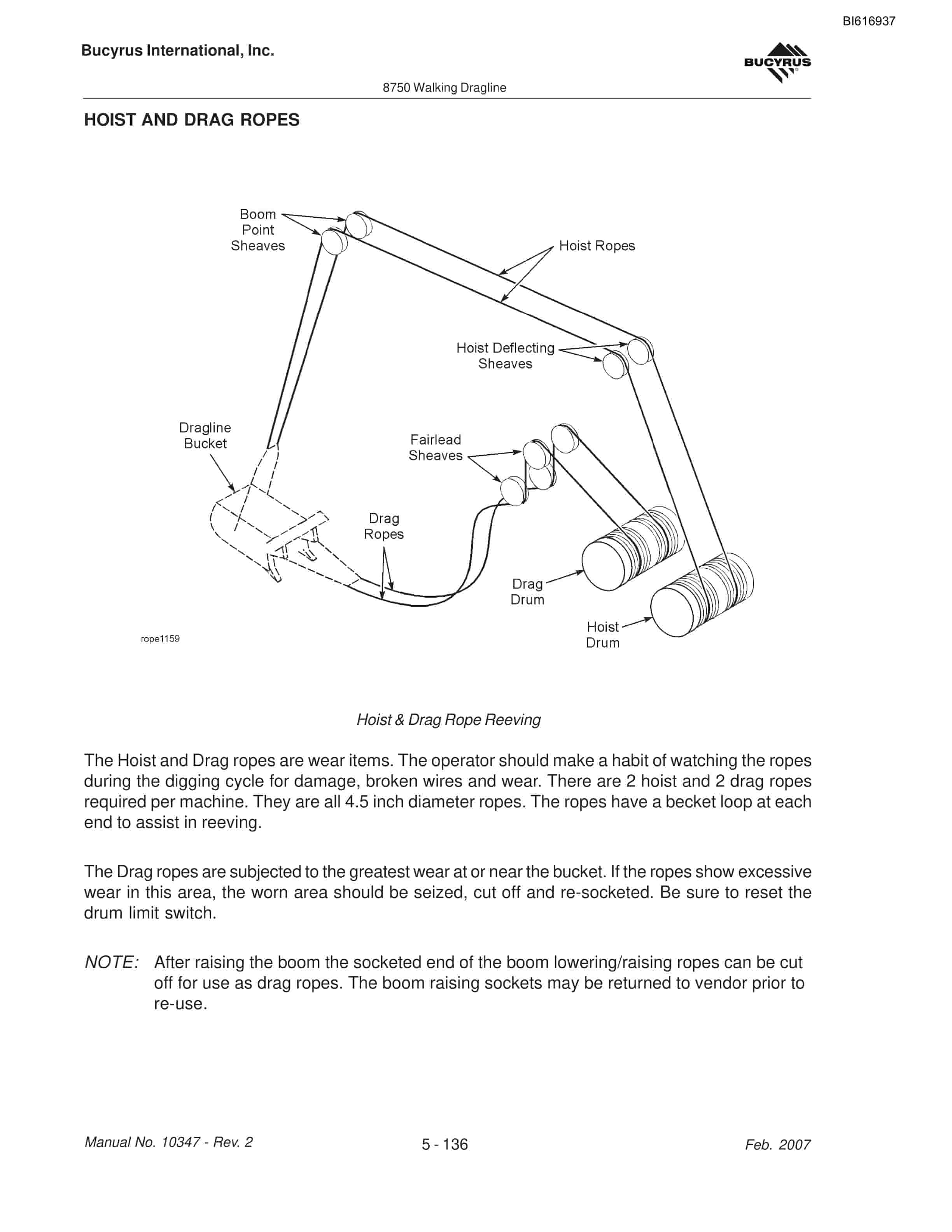Bucyrus 8750 Walking Dragline Maintenance And Operation Manual BI616937-5