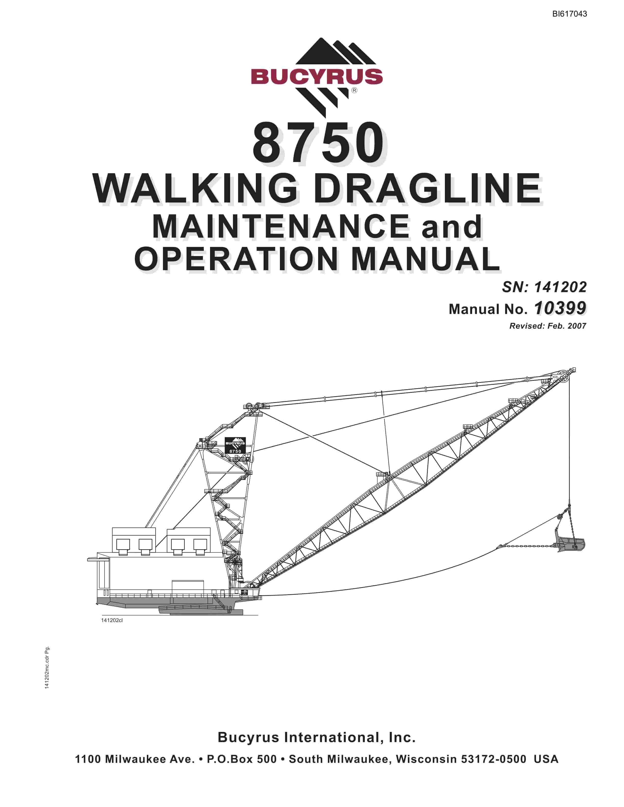 Bucyrus 8750 Walking Dragline Maintenance And Operation Manual BI617043