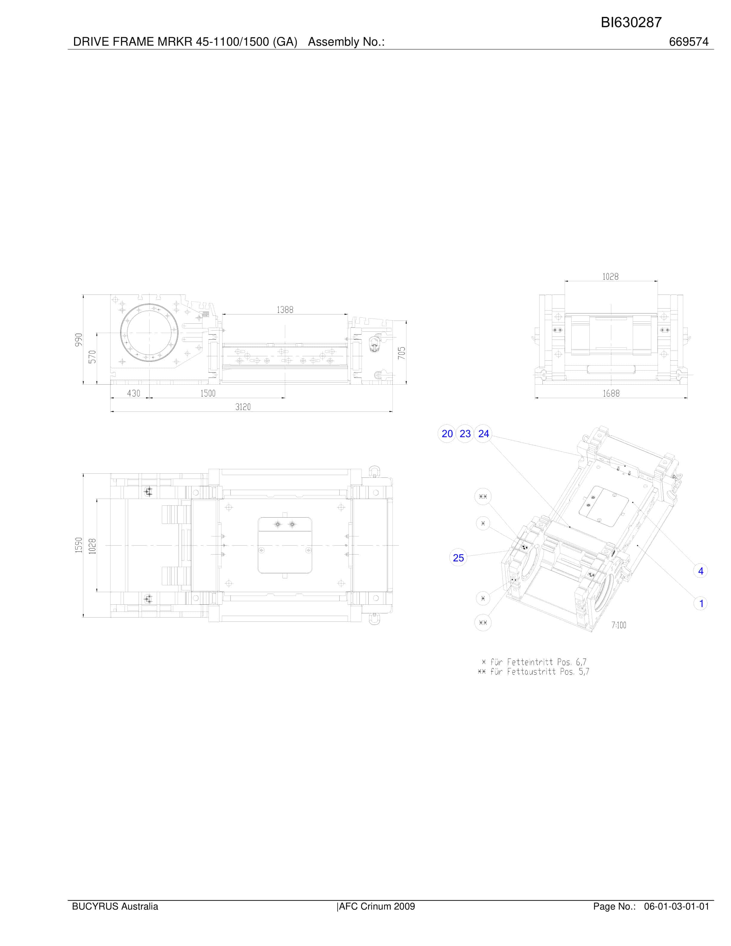 Bucyrus AFC Assembly Crinum 2009 Parts Catalog BI630287-3