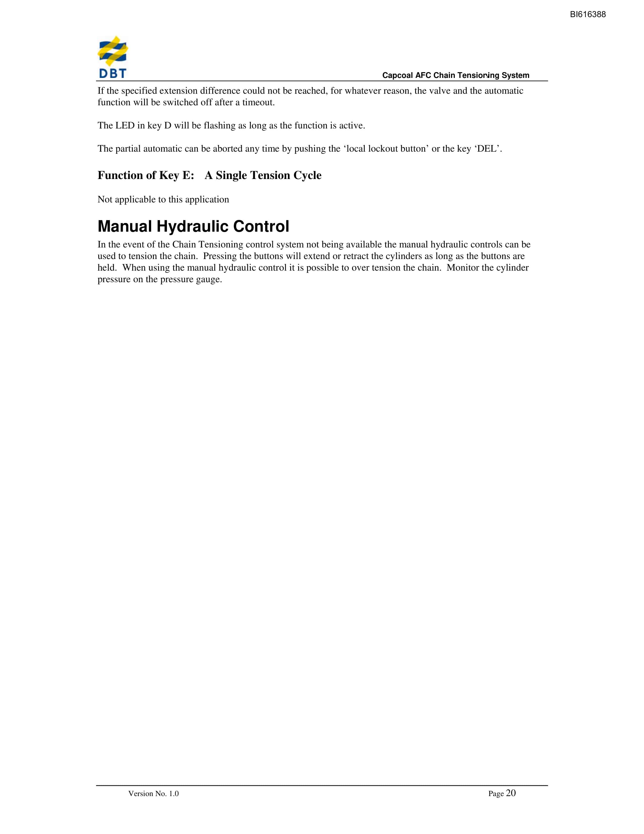 Bucyrus AFC Chain Tensioning System Technical Manual BI616388-5