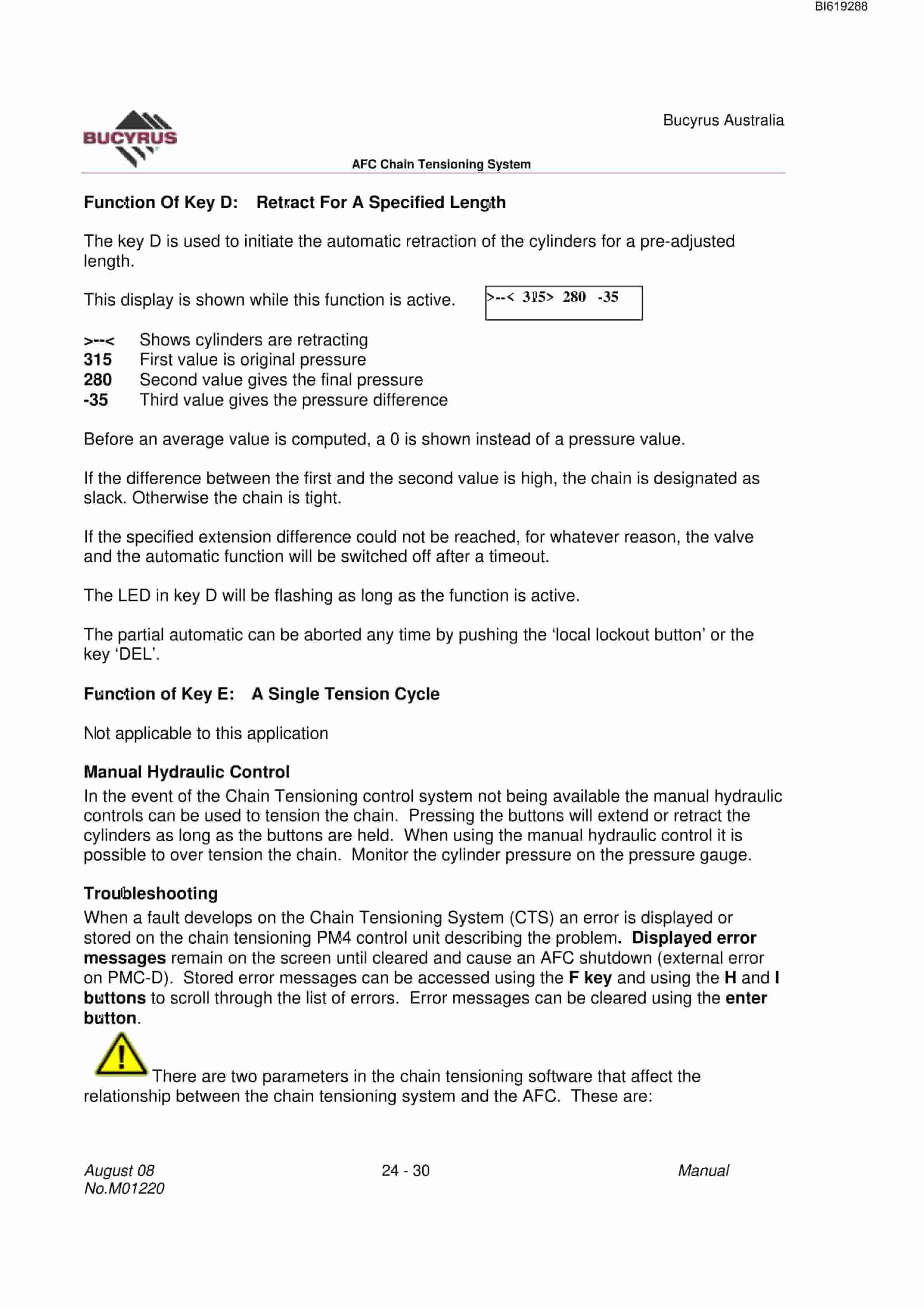 Bucyrus AFC Chain Tensioning System Technical Manual BI619288-5