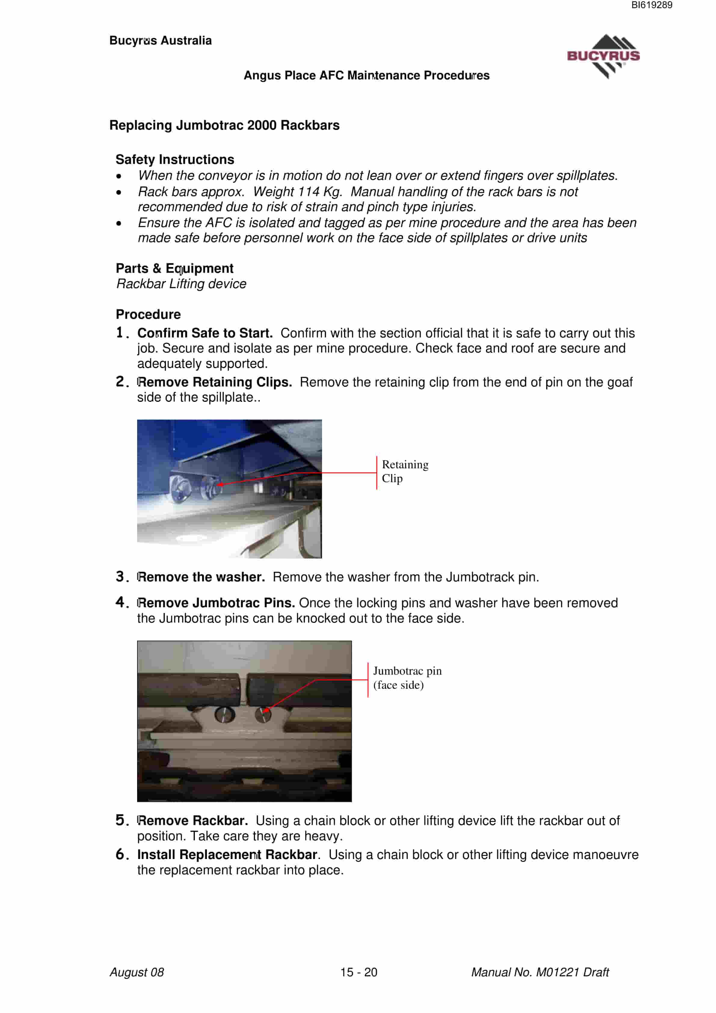 Bucyrus AFC Maintenance Procedures Technical Manual BI619289-4
