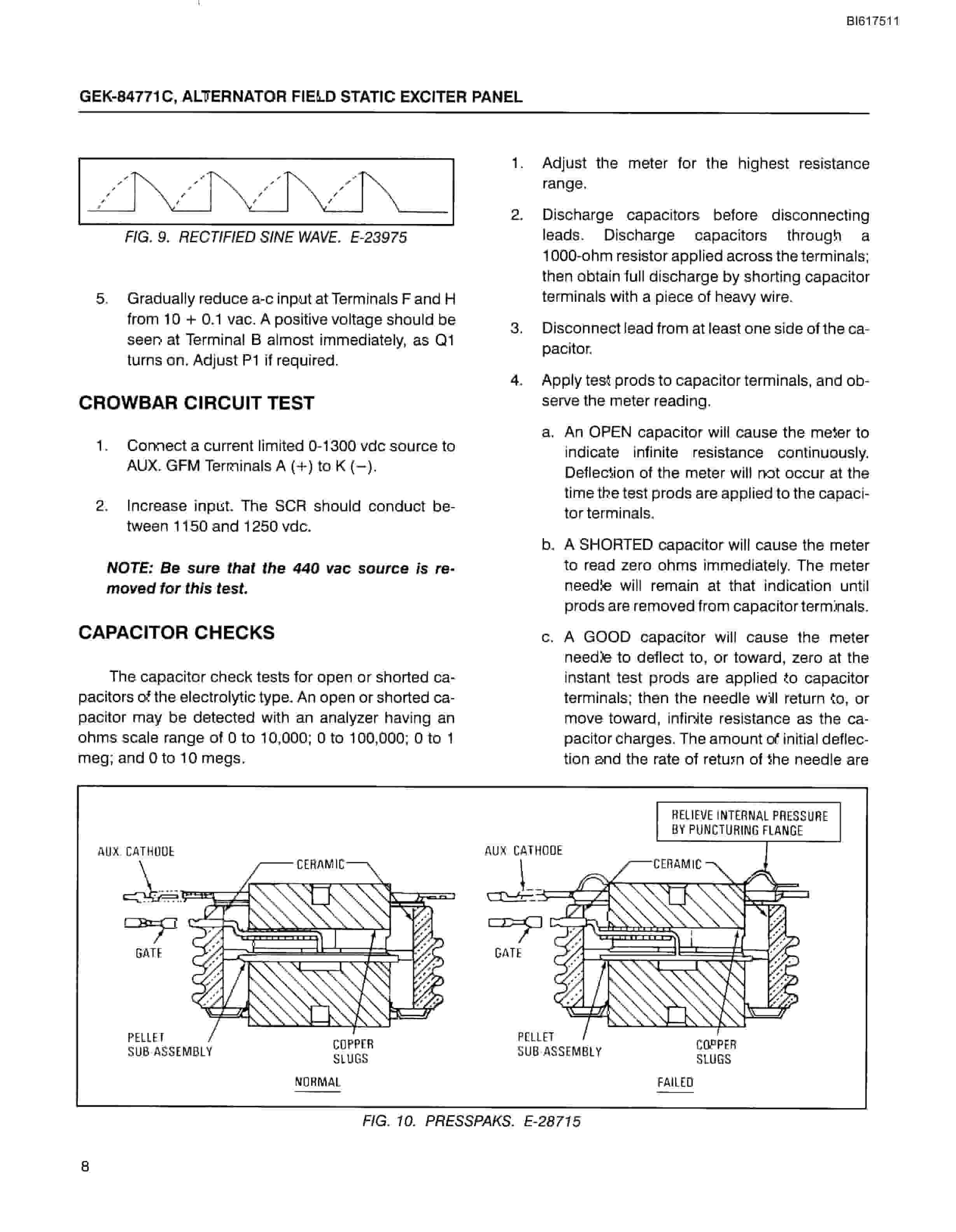 Bucyrus Alternator Field Static Exciter Panel 17FM466 Technical Manual BI617511-2