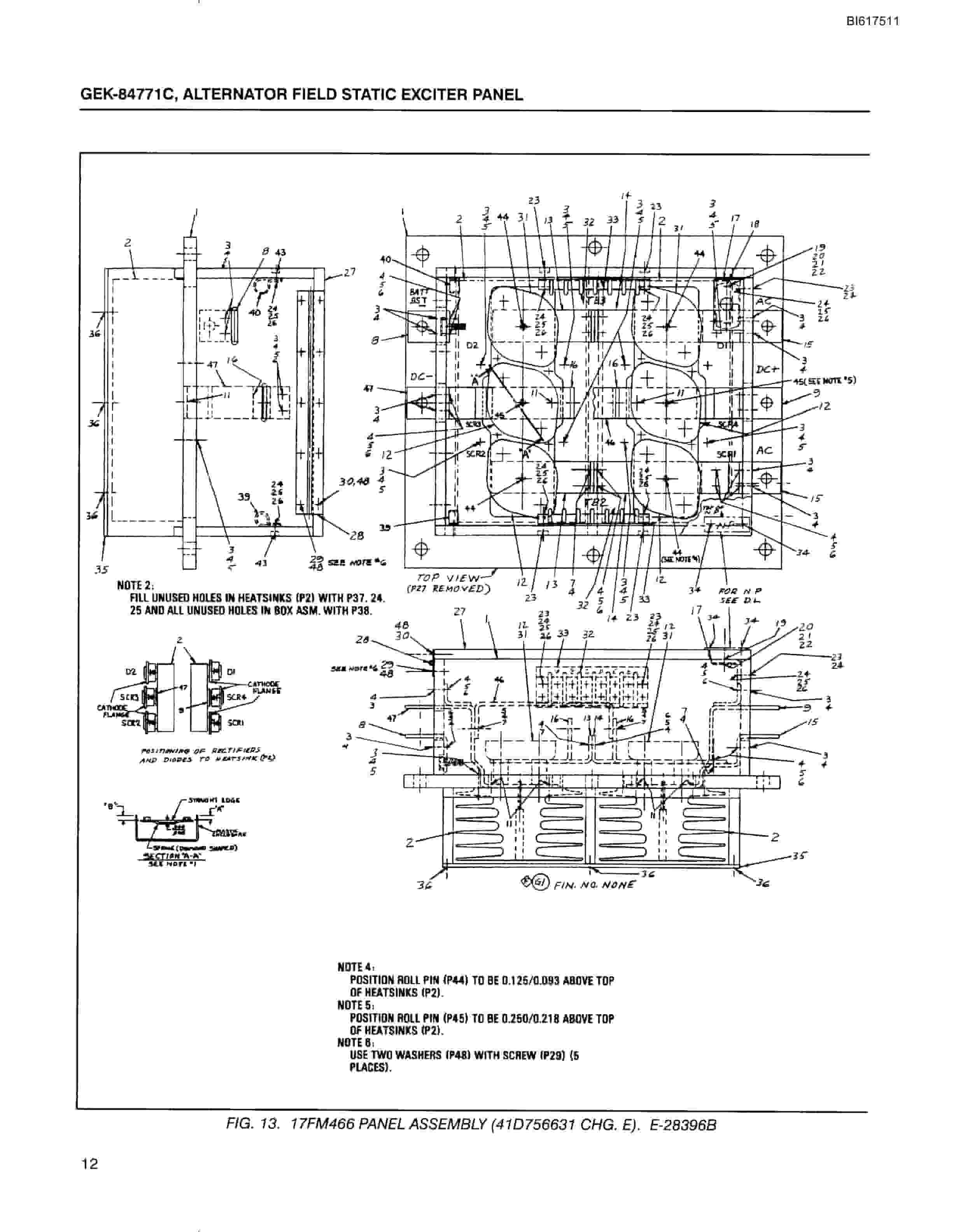 Bucyrus Alternator Field Static Exciter Panel 17FM466 Technical Manual BI617511-4