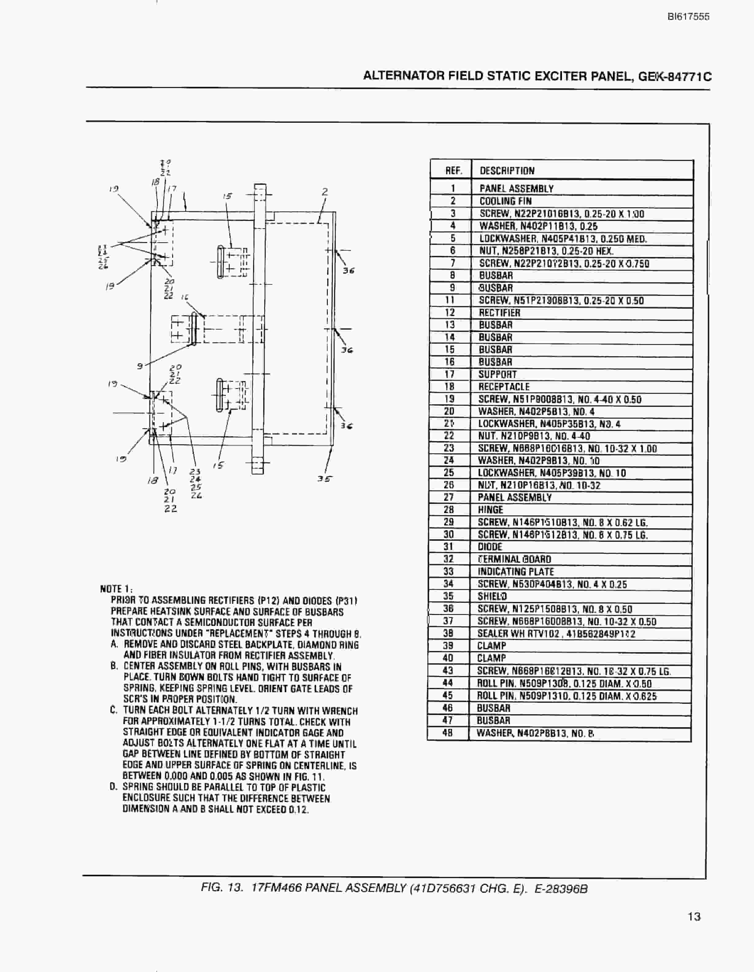 Bucyrus Alternator Field Static Exciter Panel 17FM466 Technical Manual BI617555-5