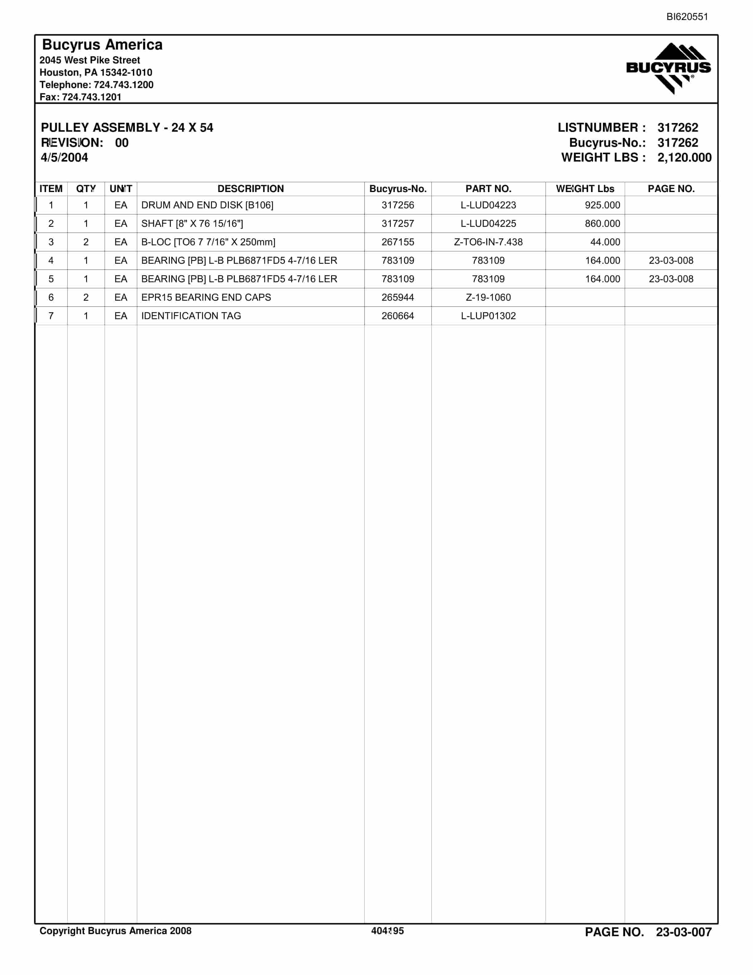 Bucyrus American Rock Salt Parts And Service Manual BI620551-3