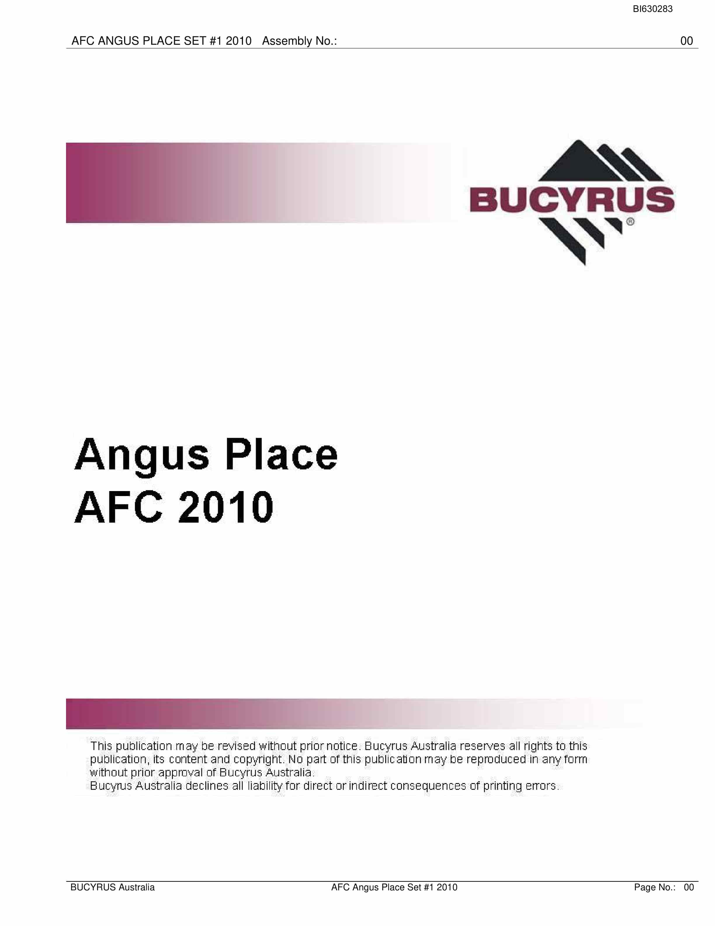 Bucyrus Angus Place AFC 2010 Parts Catalog BI630283