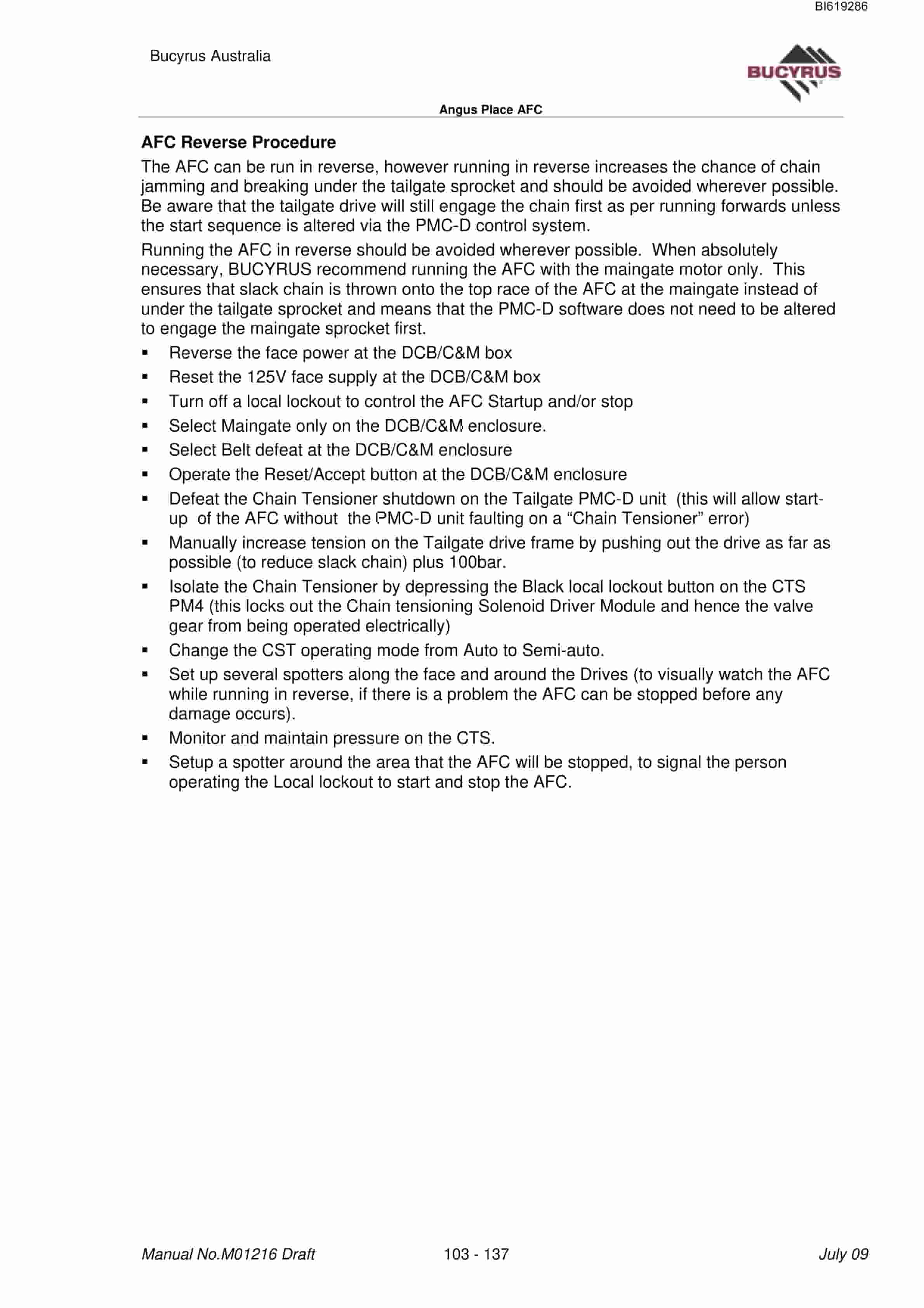 Bucyrus Angus Place AFC Technical Manual BI619286-4