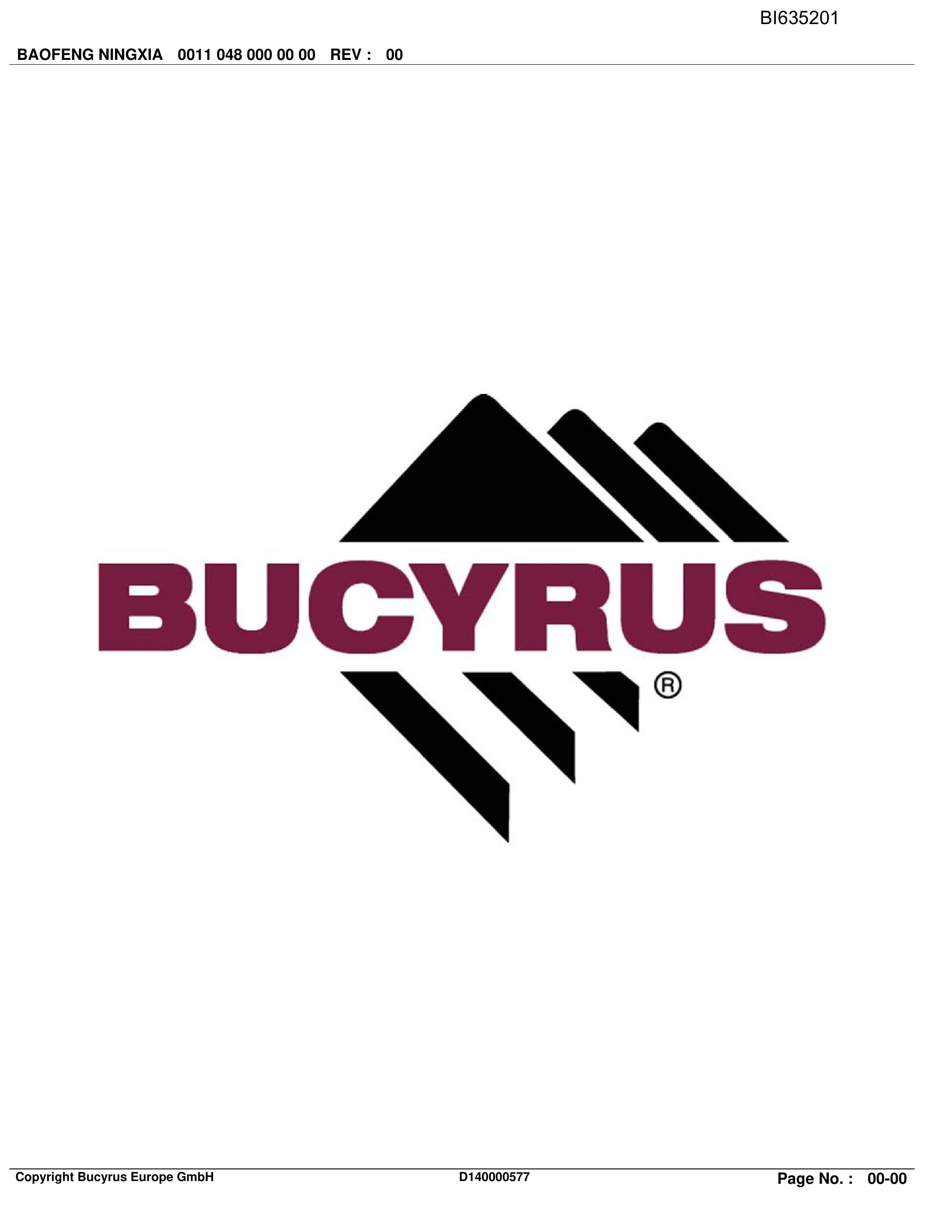 Bucyrus BAOFENG NINGXIA Parts Catalog BI635201