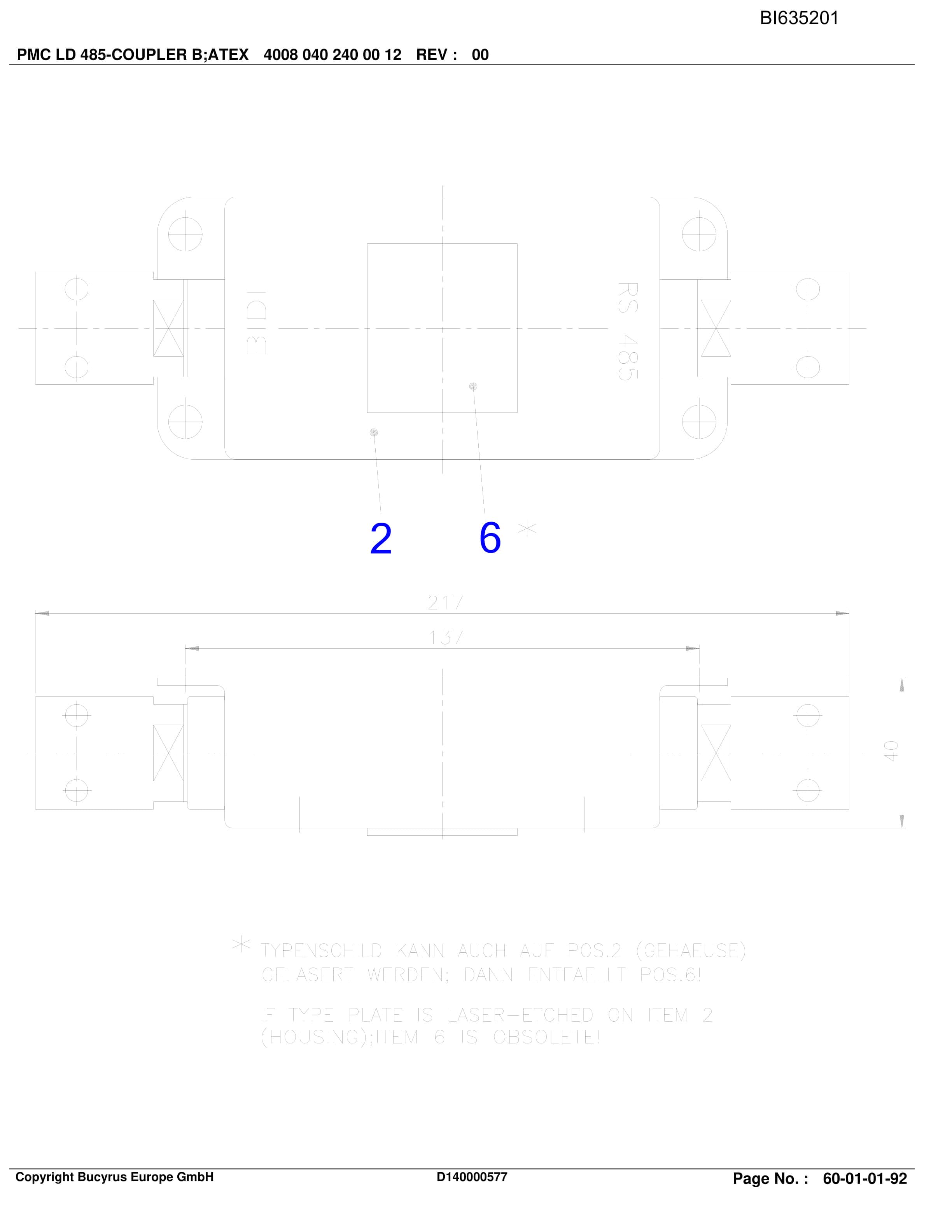 Bucyrus BAOFENG NINGXIA Parts Catalog BI635201-5