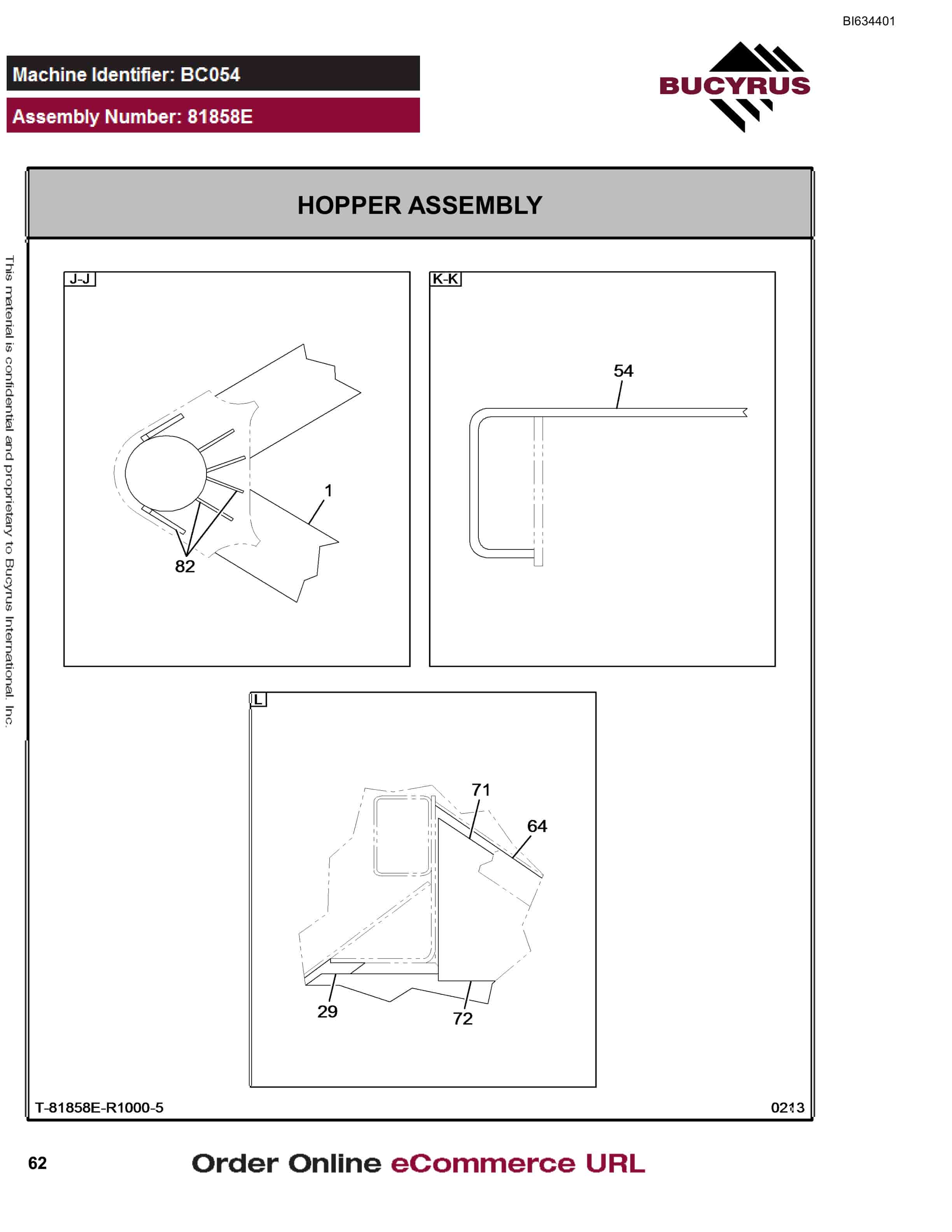 Bucyrus BD270 Parts Catalog BI634401-2