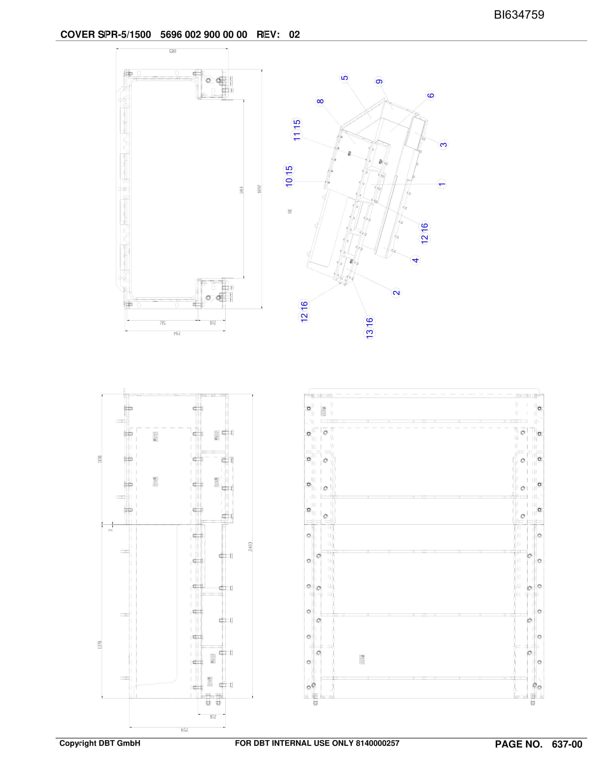 Bucyrus BeamStageLoader PF 6-1542 Parts Catalog BI634759-5