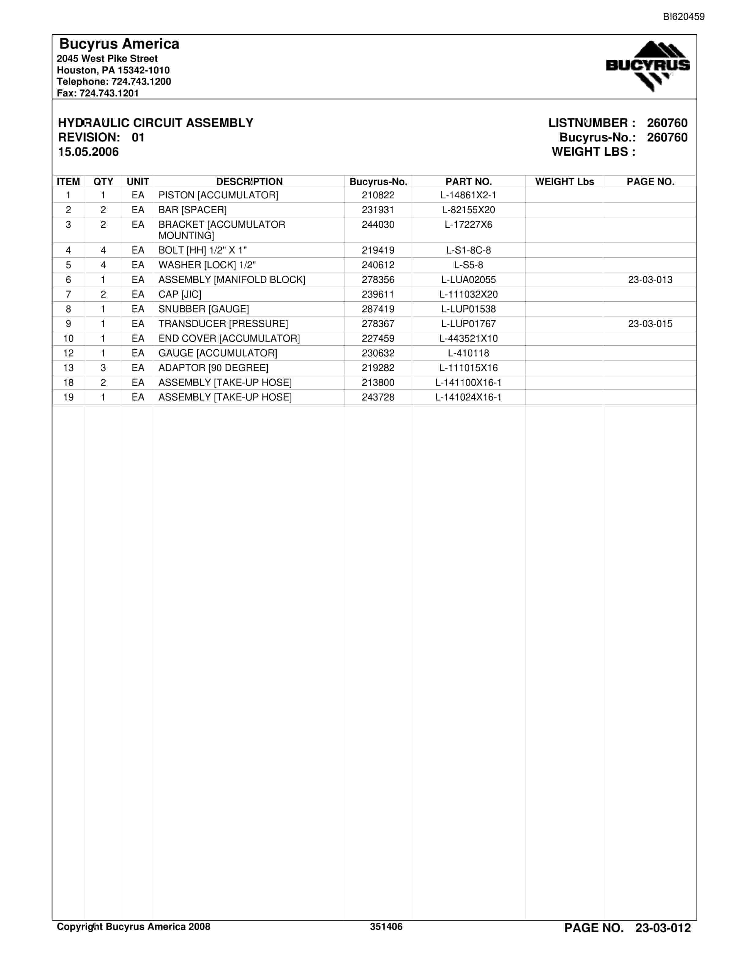 Bucyrus Belt System Parts And Service Manual BI620459-4