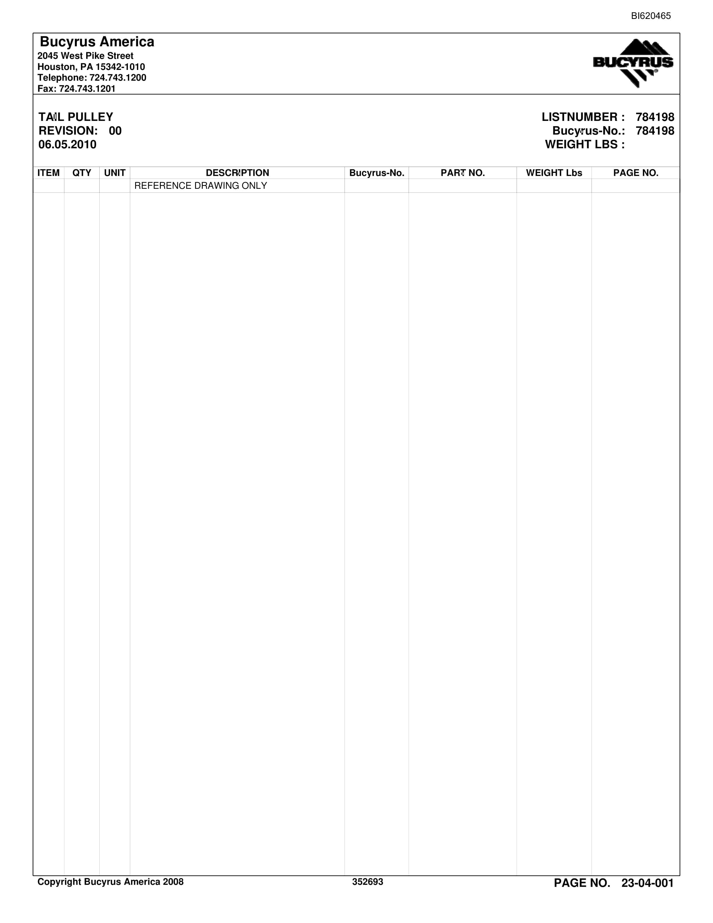 Bucyrus Belt System Parts And Service Manual BI620465-3