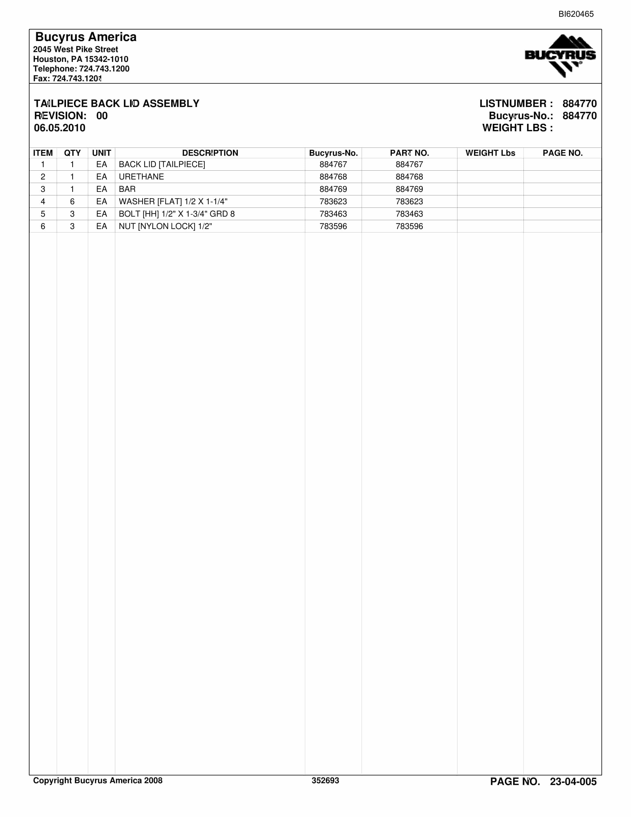 Bucyrus Belt System Parts And Service Manual BI620465-4