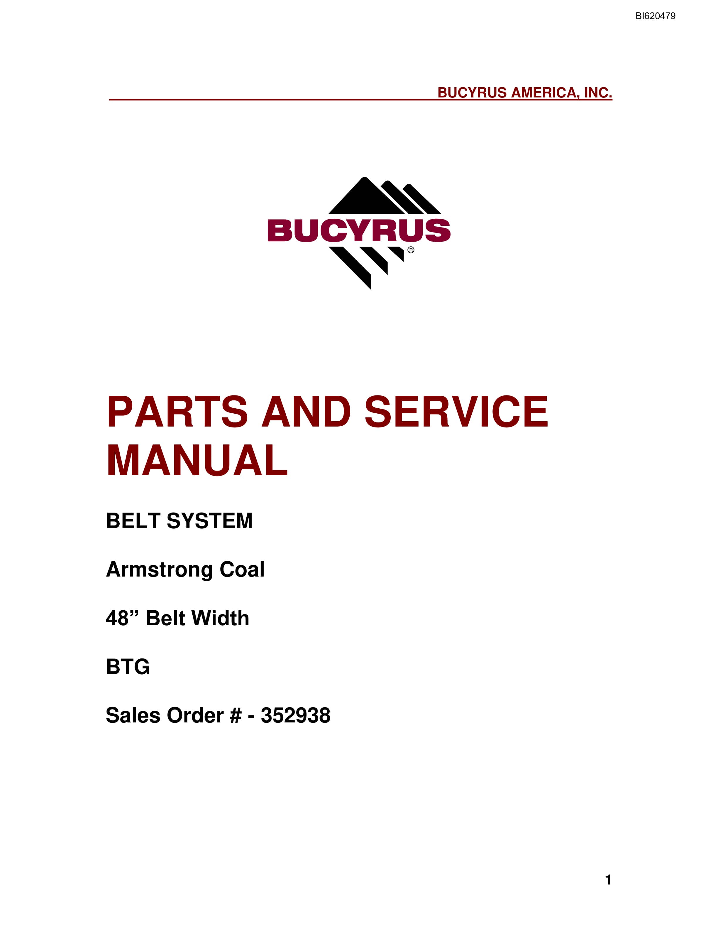 Bucyrus Belt System Parts And Service Manual BI620479