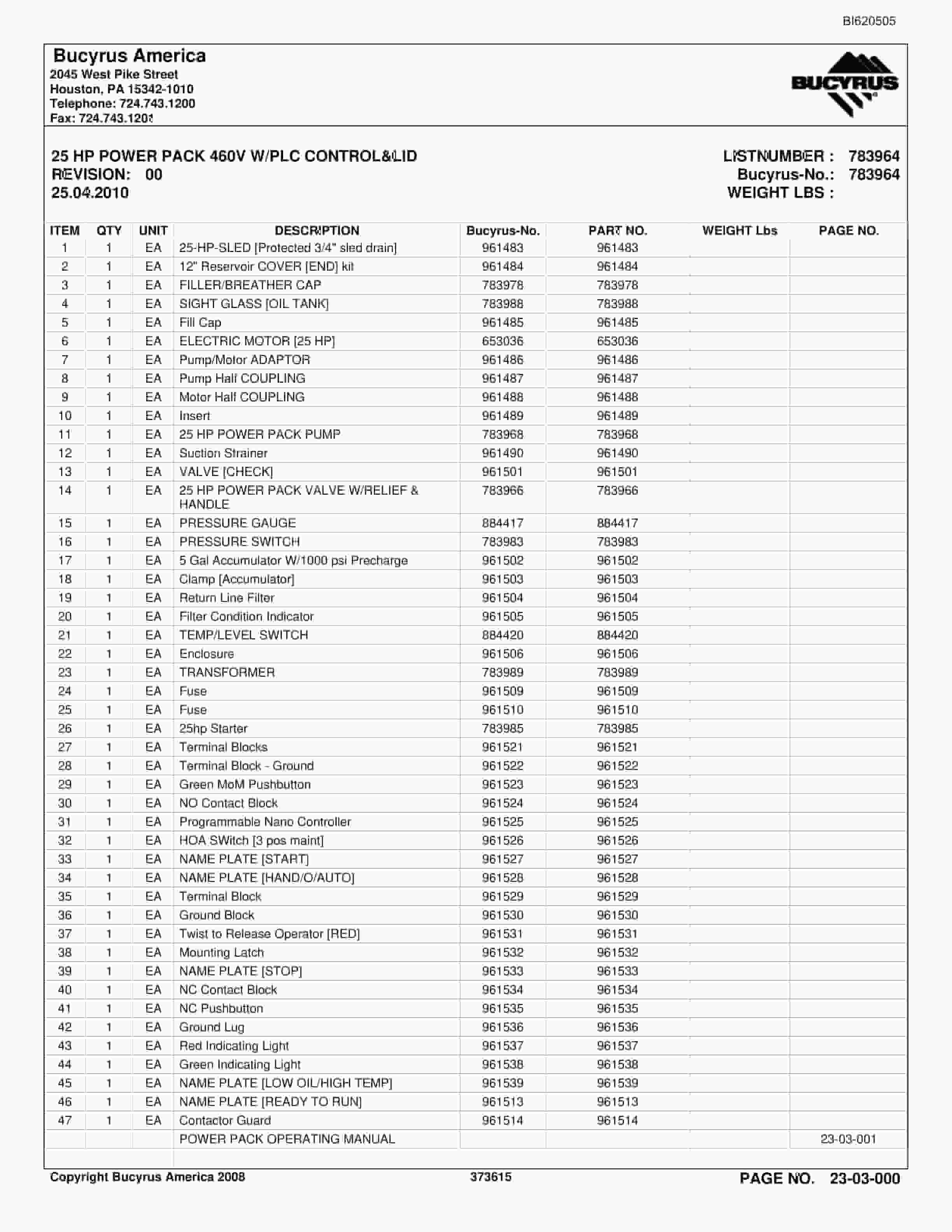 Bucyrus Belt System Parts And Service Manual BI620505-3