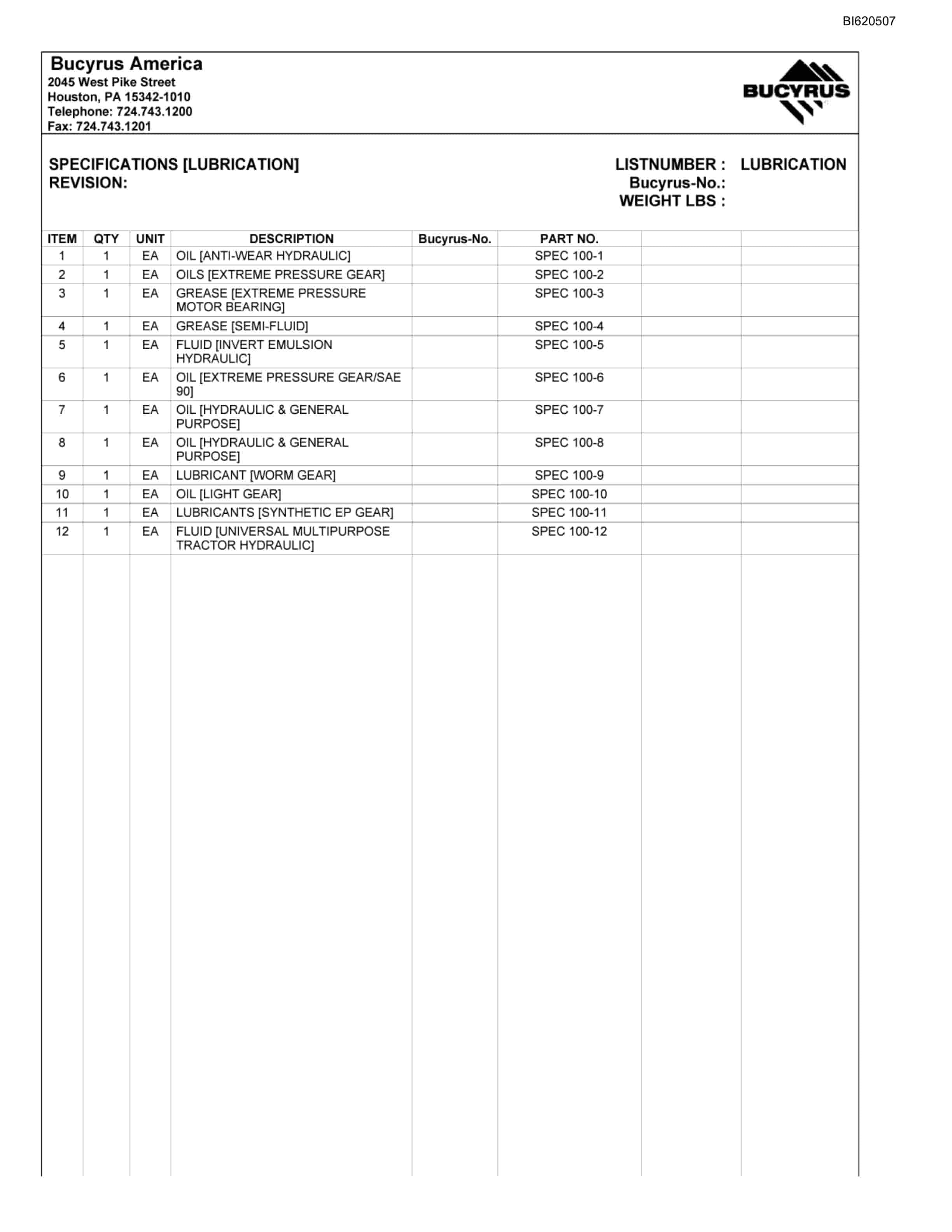 Bucyrus Belt System Parts And Service Manual BI620507-2