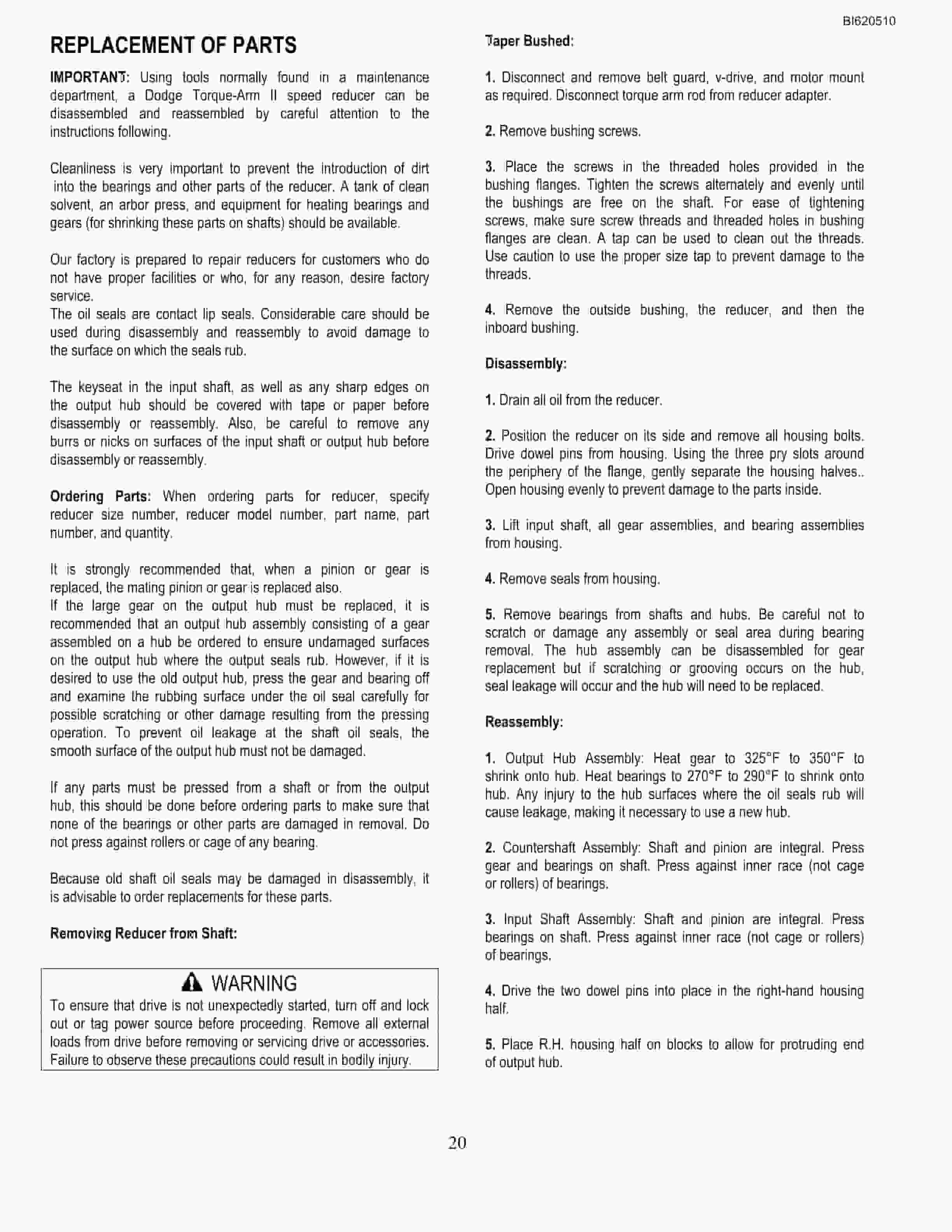 Bucyrus Belt System Parts And Service Manual BI620510-2