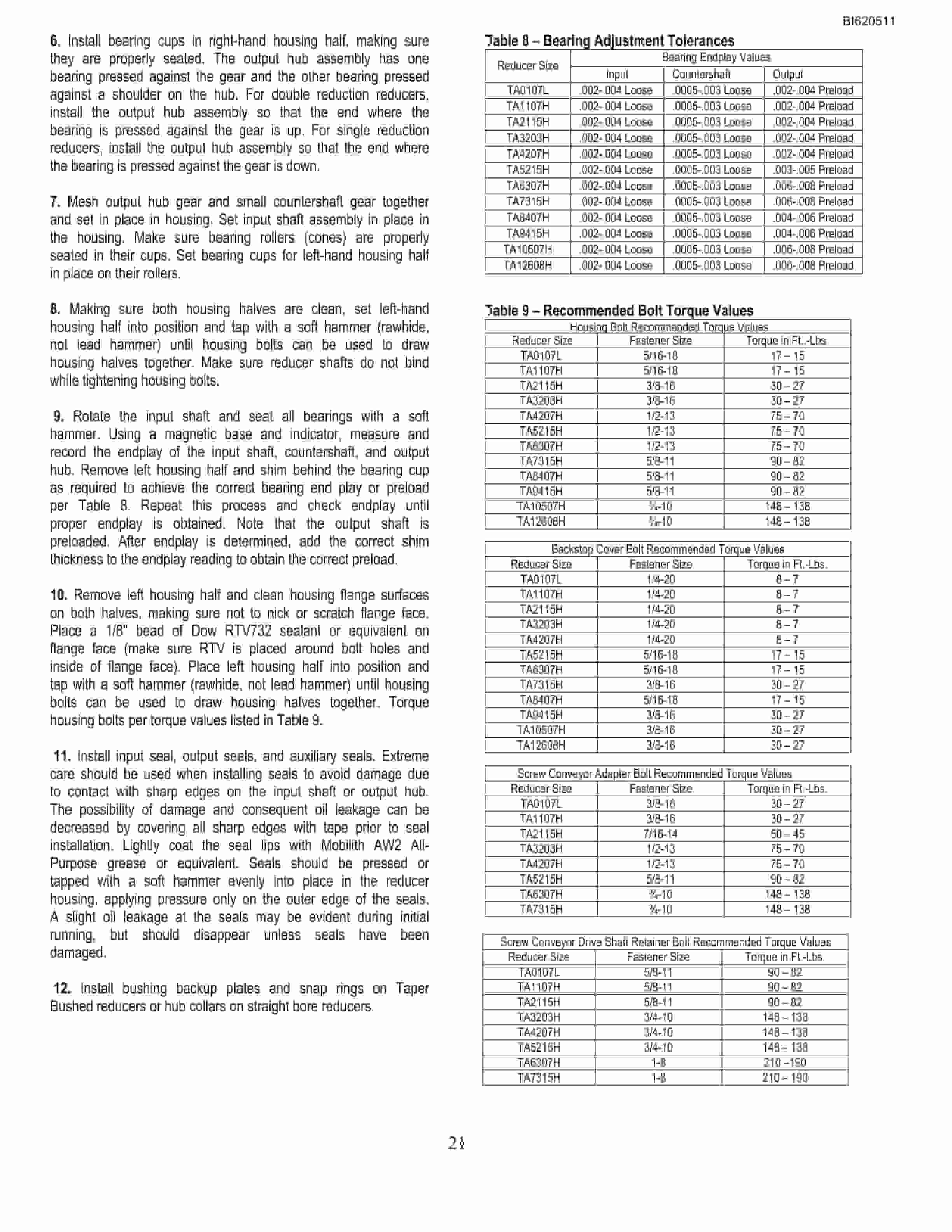 Bucyrus Belt System Parts And Service Manual BI620511-2
