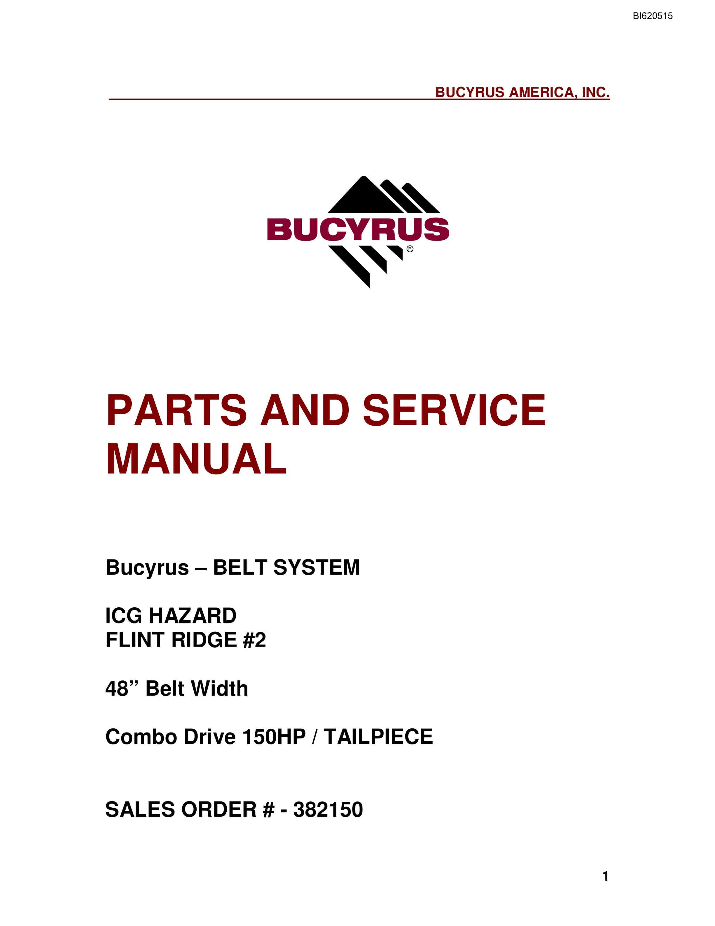 Bucyrus Belt System Parts And Service Manual BI620515