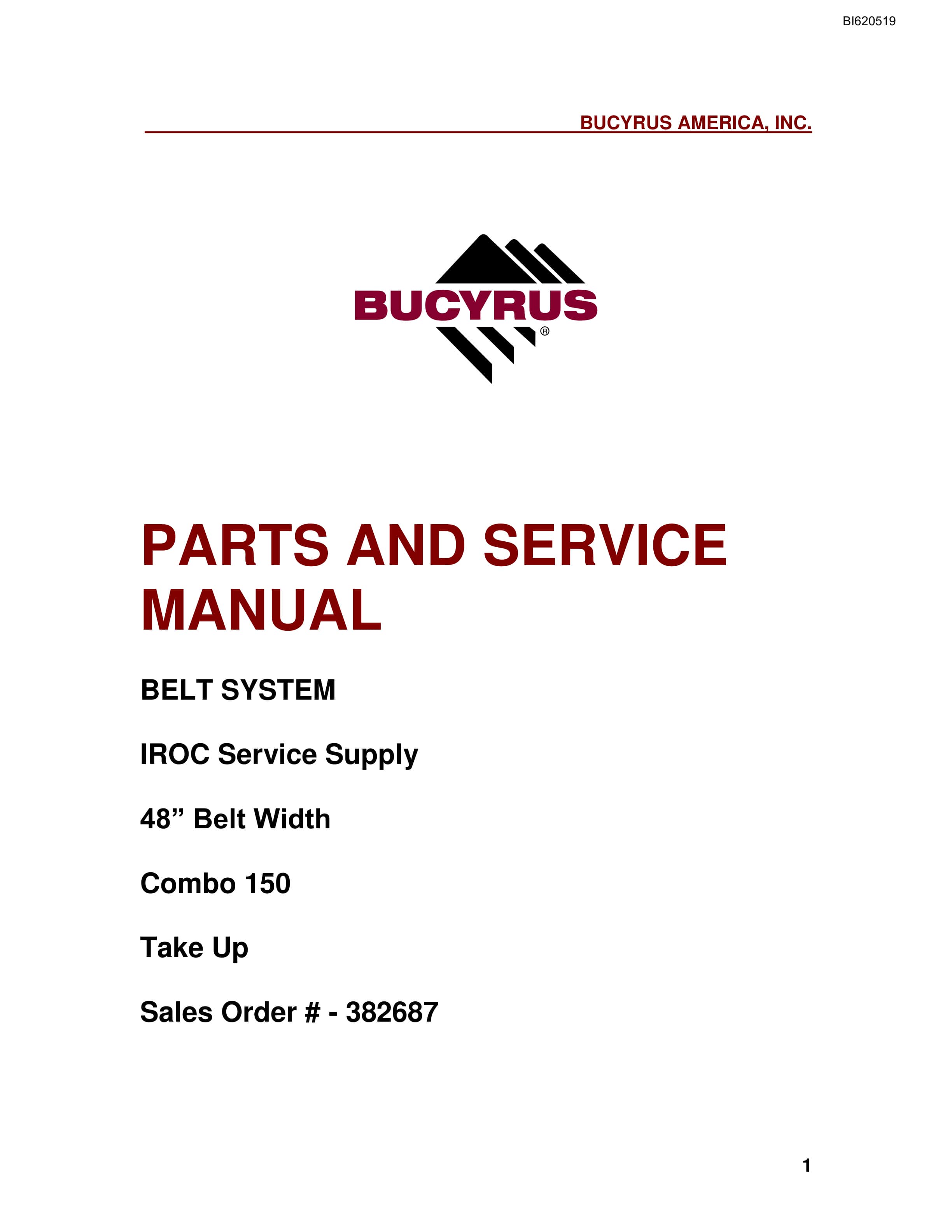 Bucyrus Belt System Parts And Service Manual BI620519