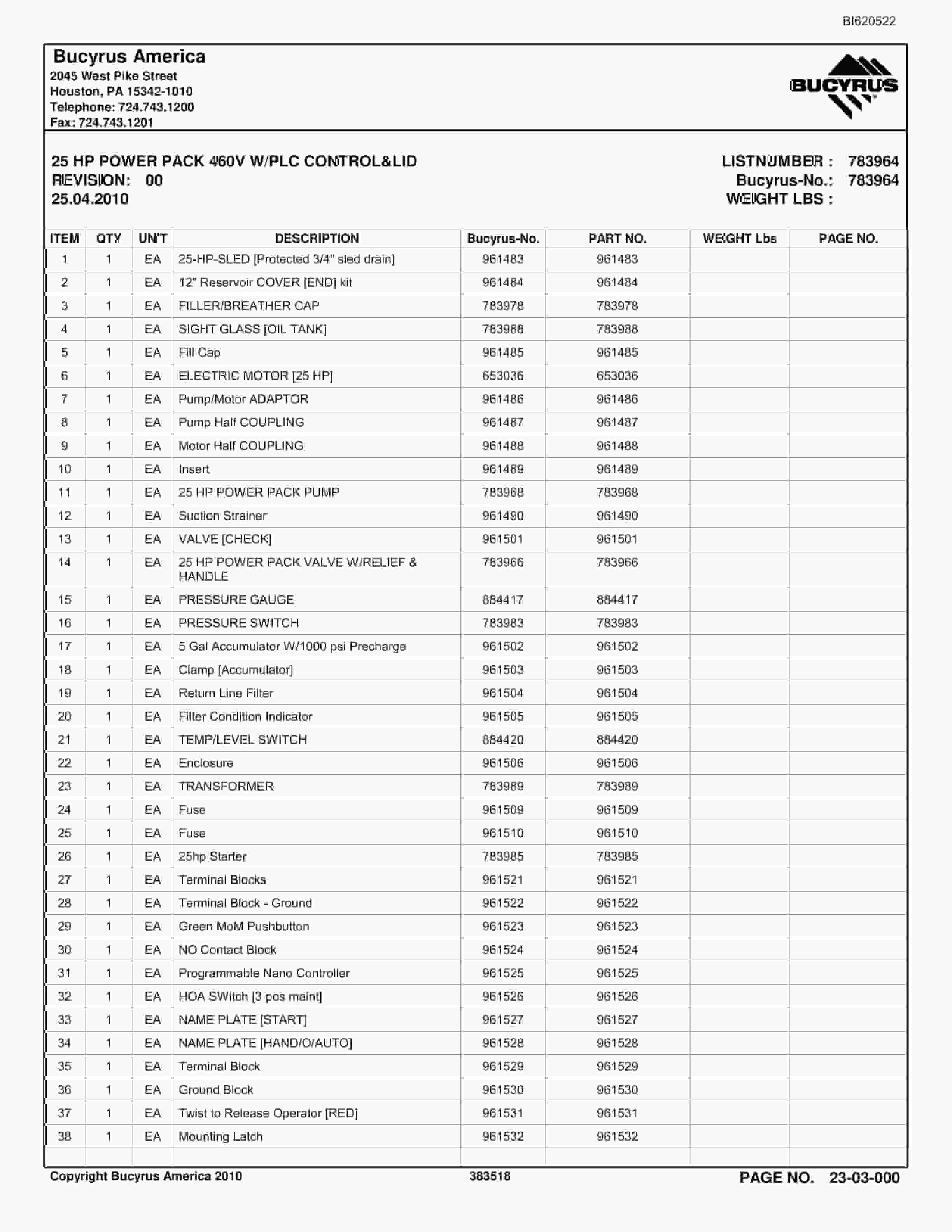 Bucyrus Belt System Parts And Service Manual BI620522-3