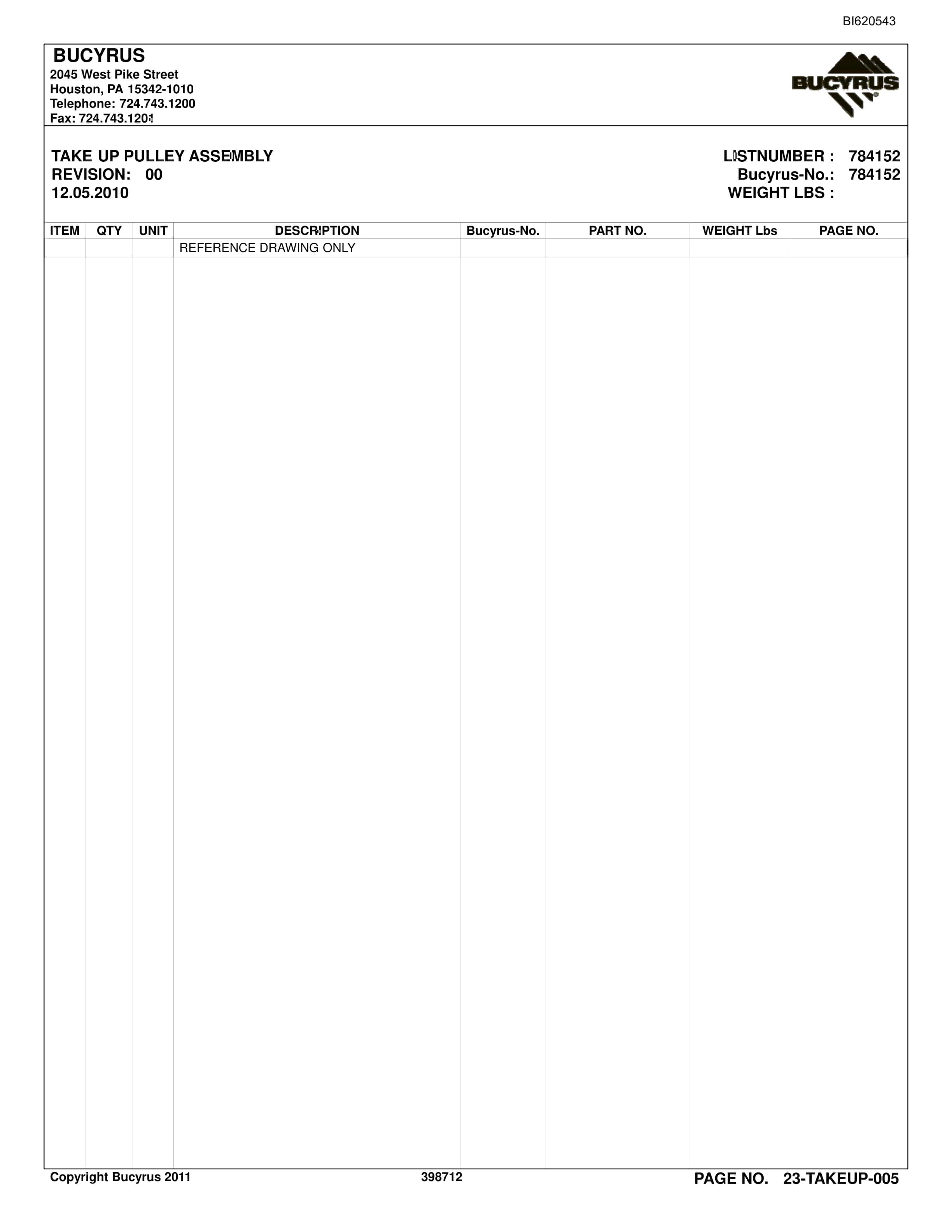 Bucyrus Belt System Parts And Service Manual BI620543-5