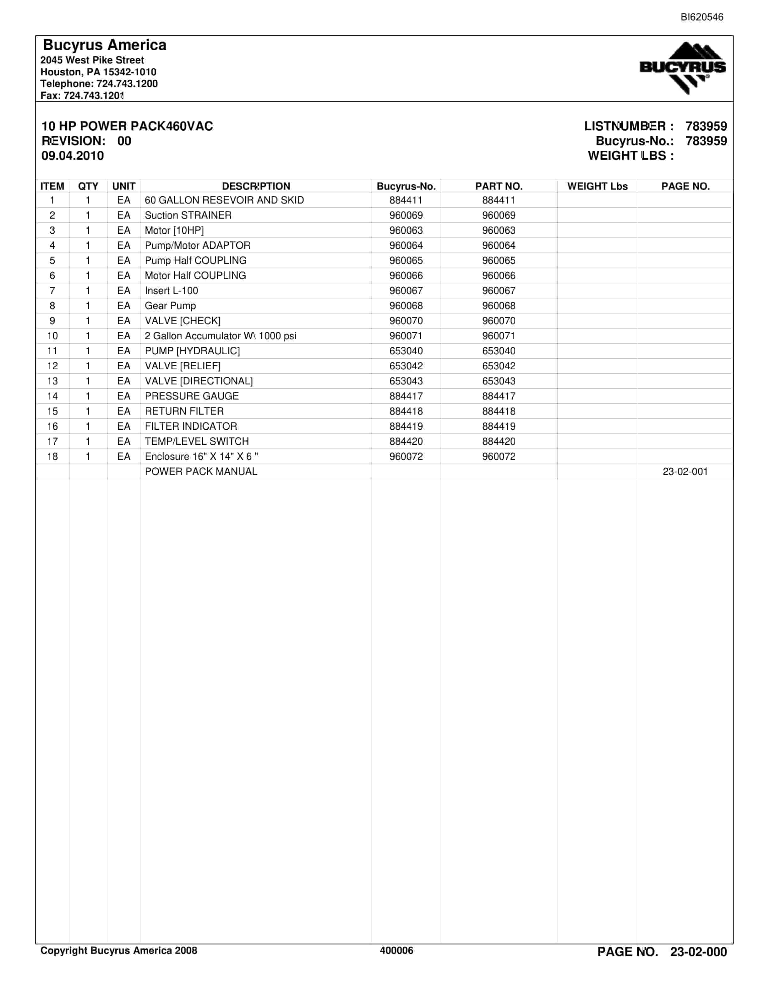 Bucyrus Belt System Parts And Service Manual BI620546-5