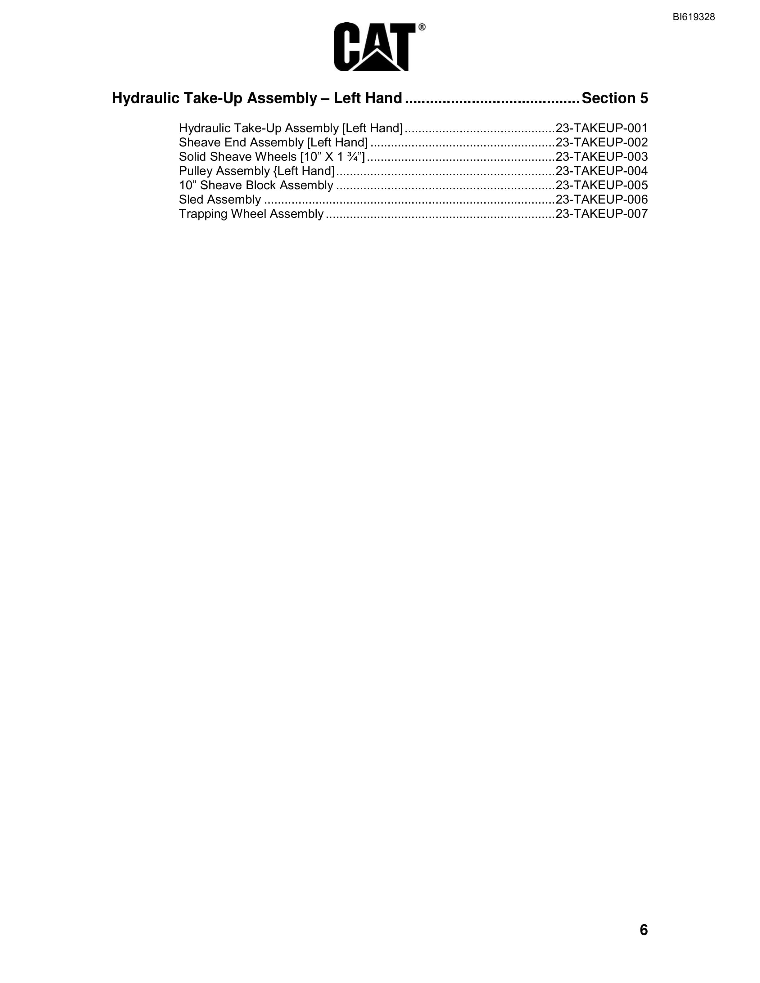 Bucyrus Belt System Parts Catalog BI619328-5
