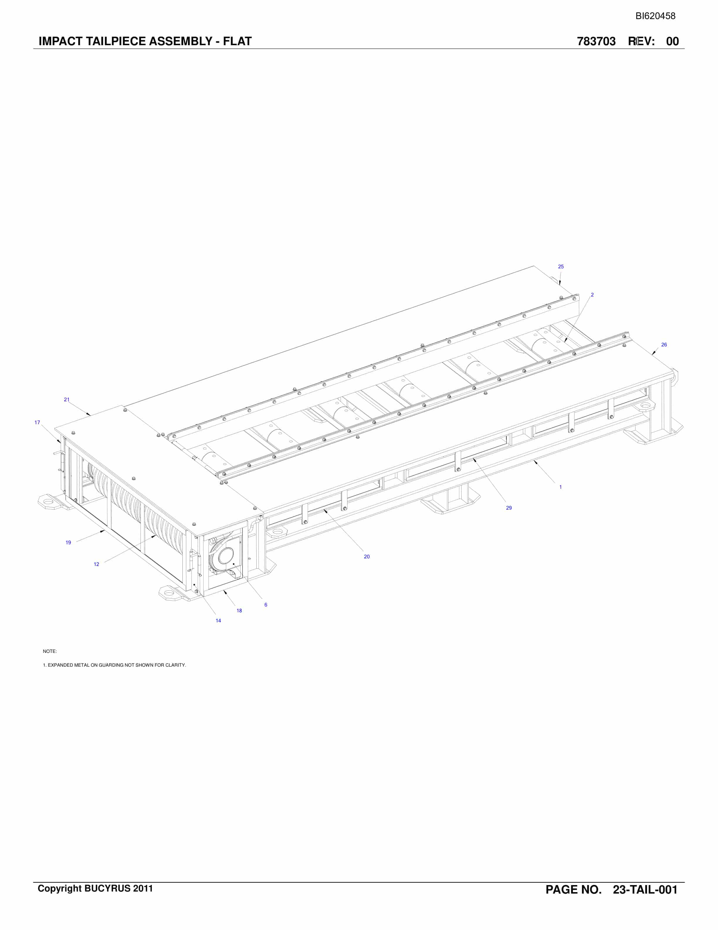 Bucyrus Belt System Spare Parts List BI620458-4