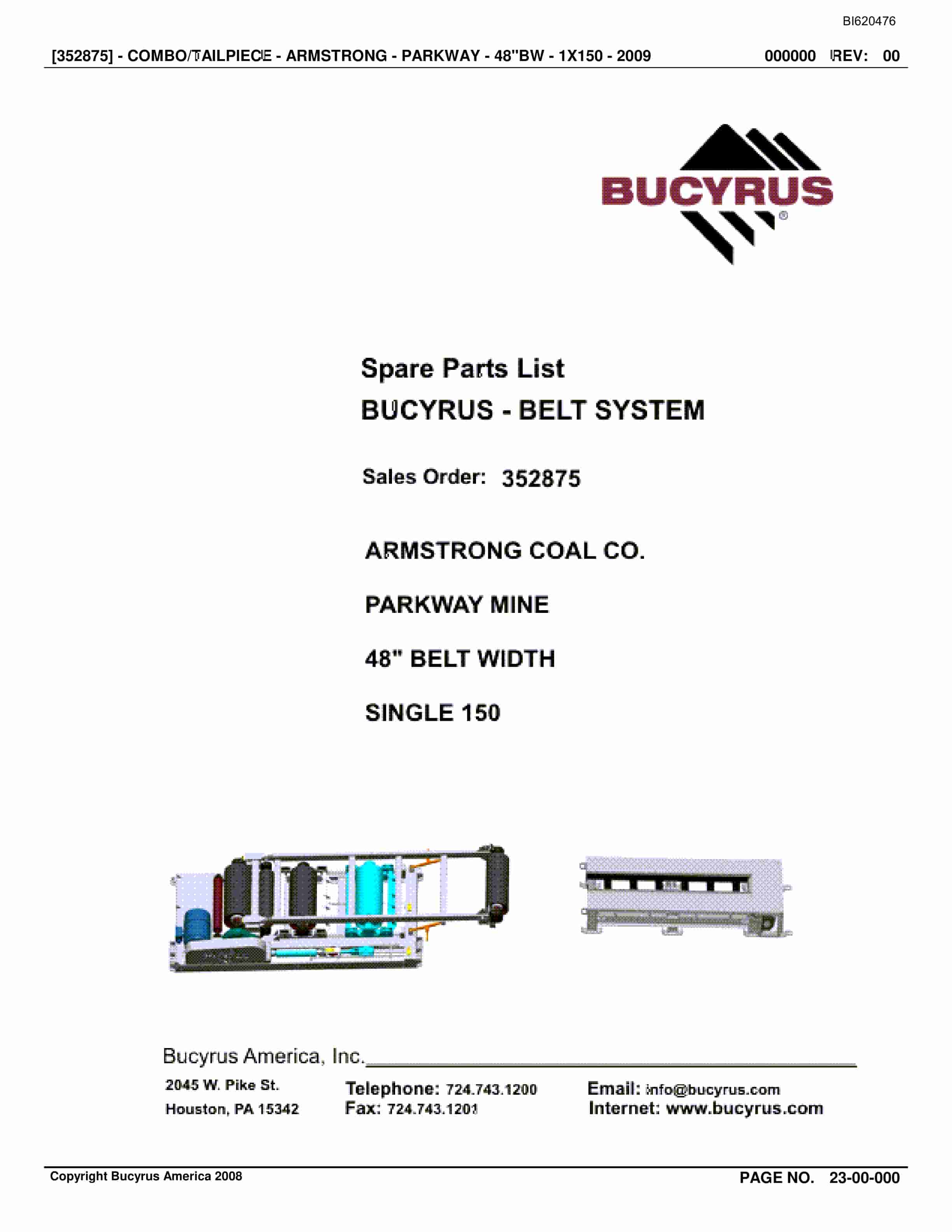 Bucyrus Belt System Spare Parts List BI620476