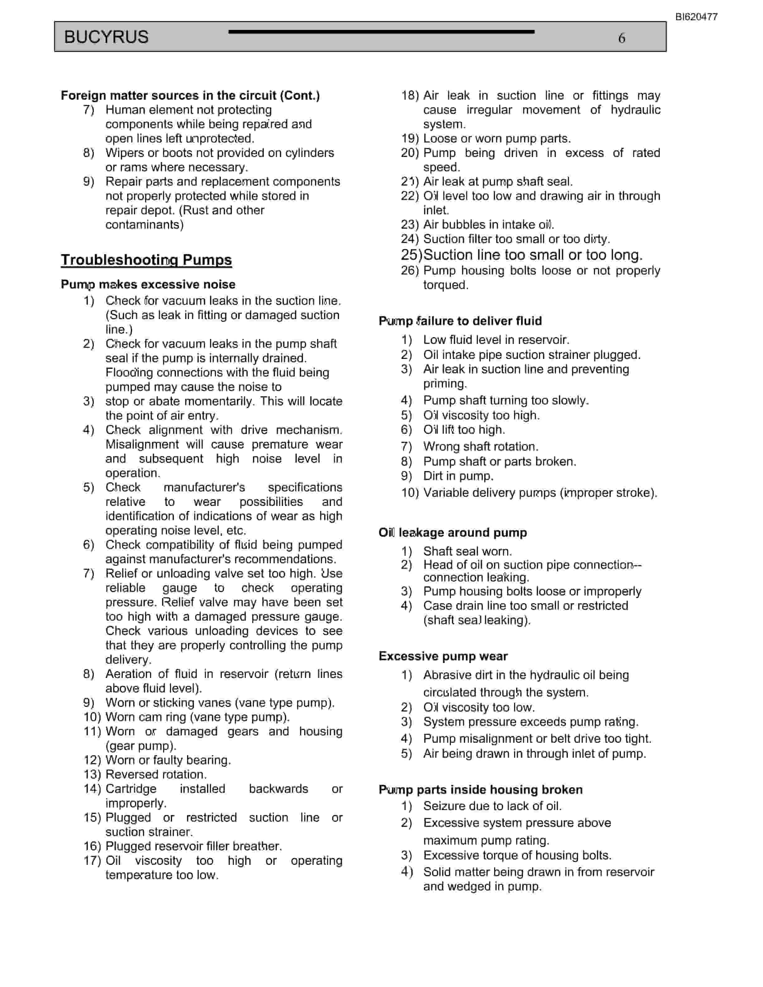 Bucyrus Belt System Spare Parts List BI620477-3