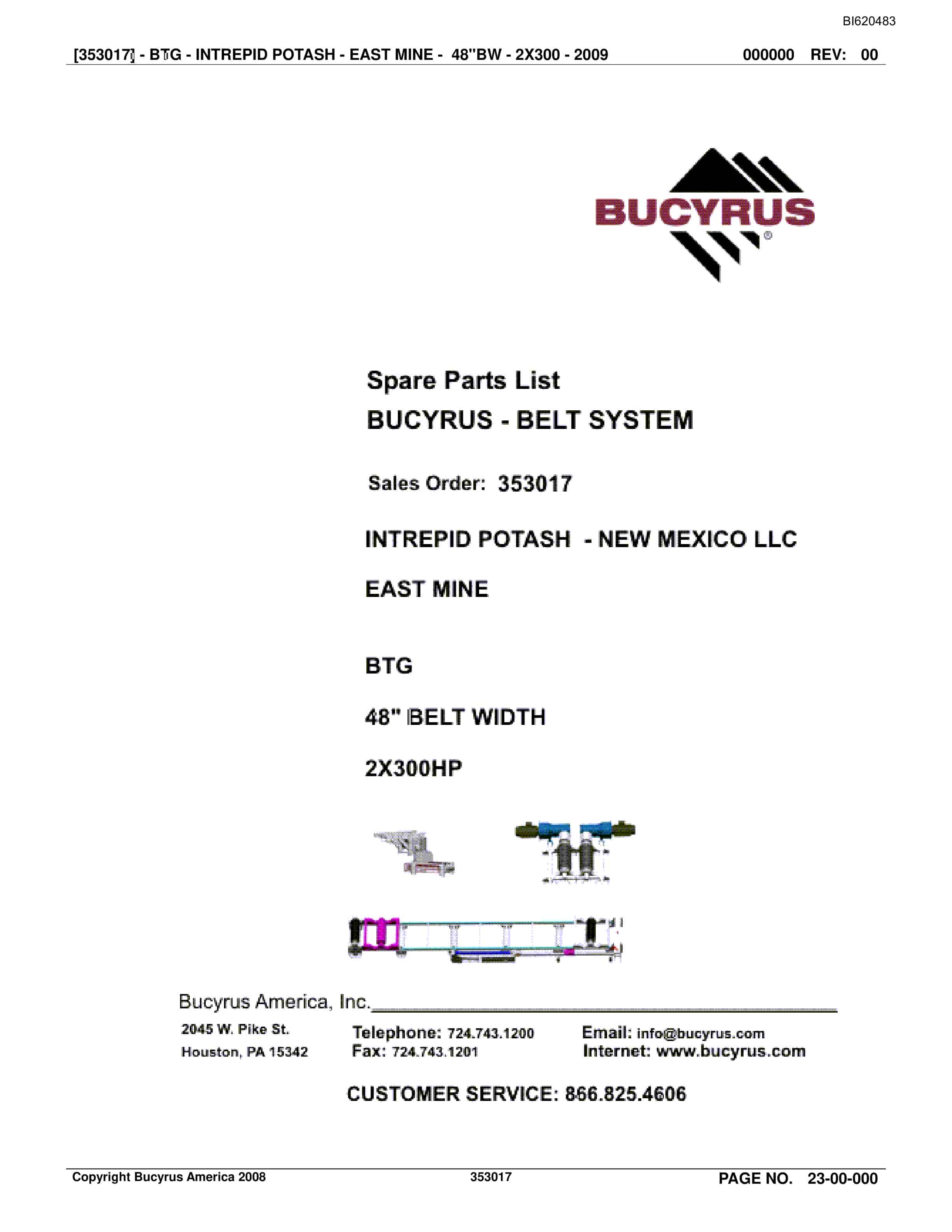 Bucyrus Belt System Spare Parts List BI620483