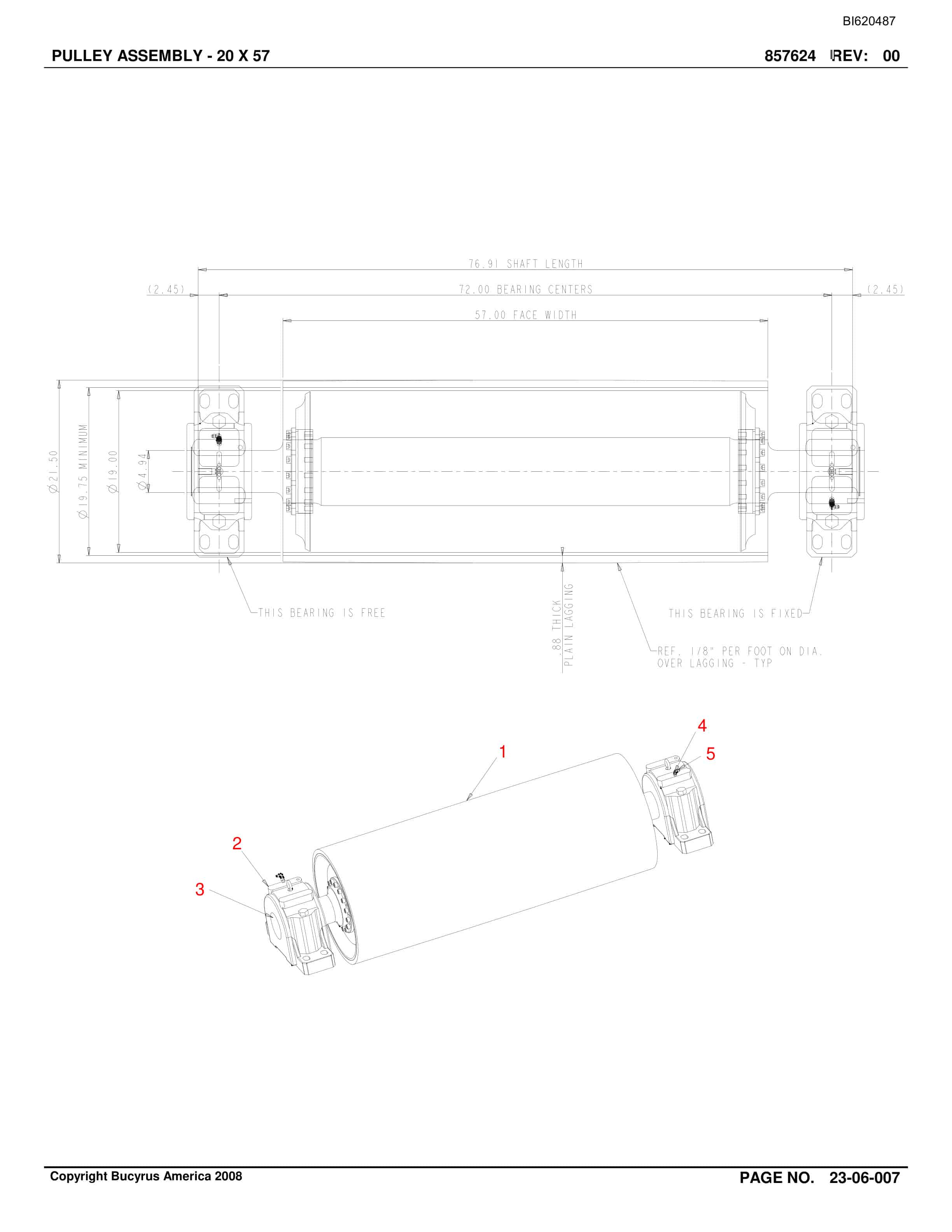 Bucyrus Belt System Spare Parts List BI620487-5