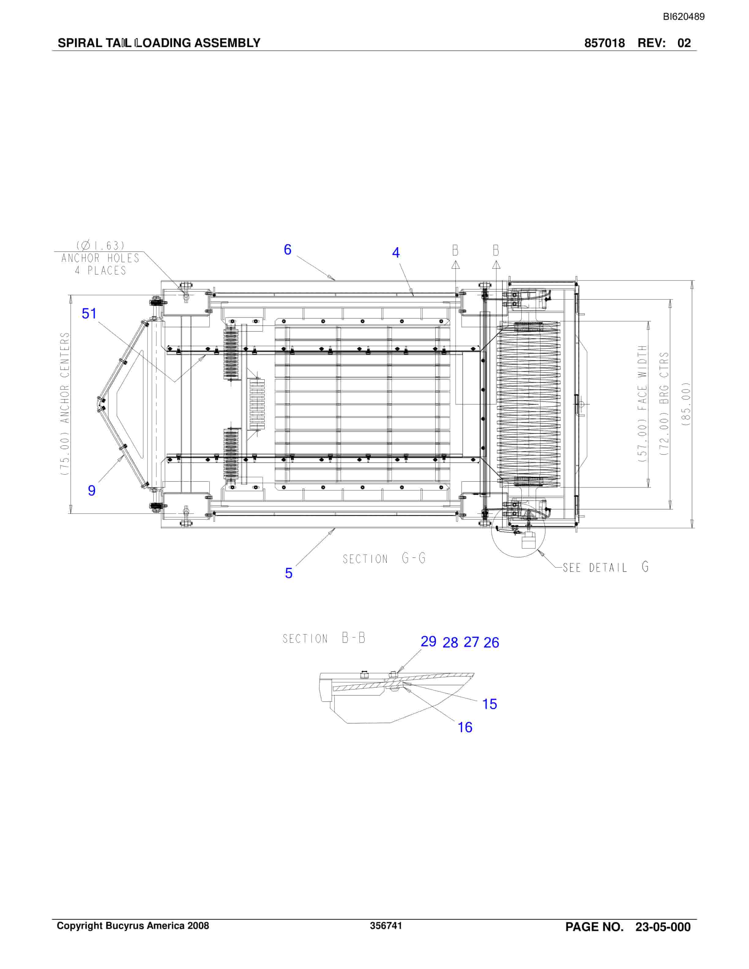 Bucyrus Belt System Spare Parts List BI620489-3
