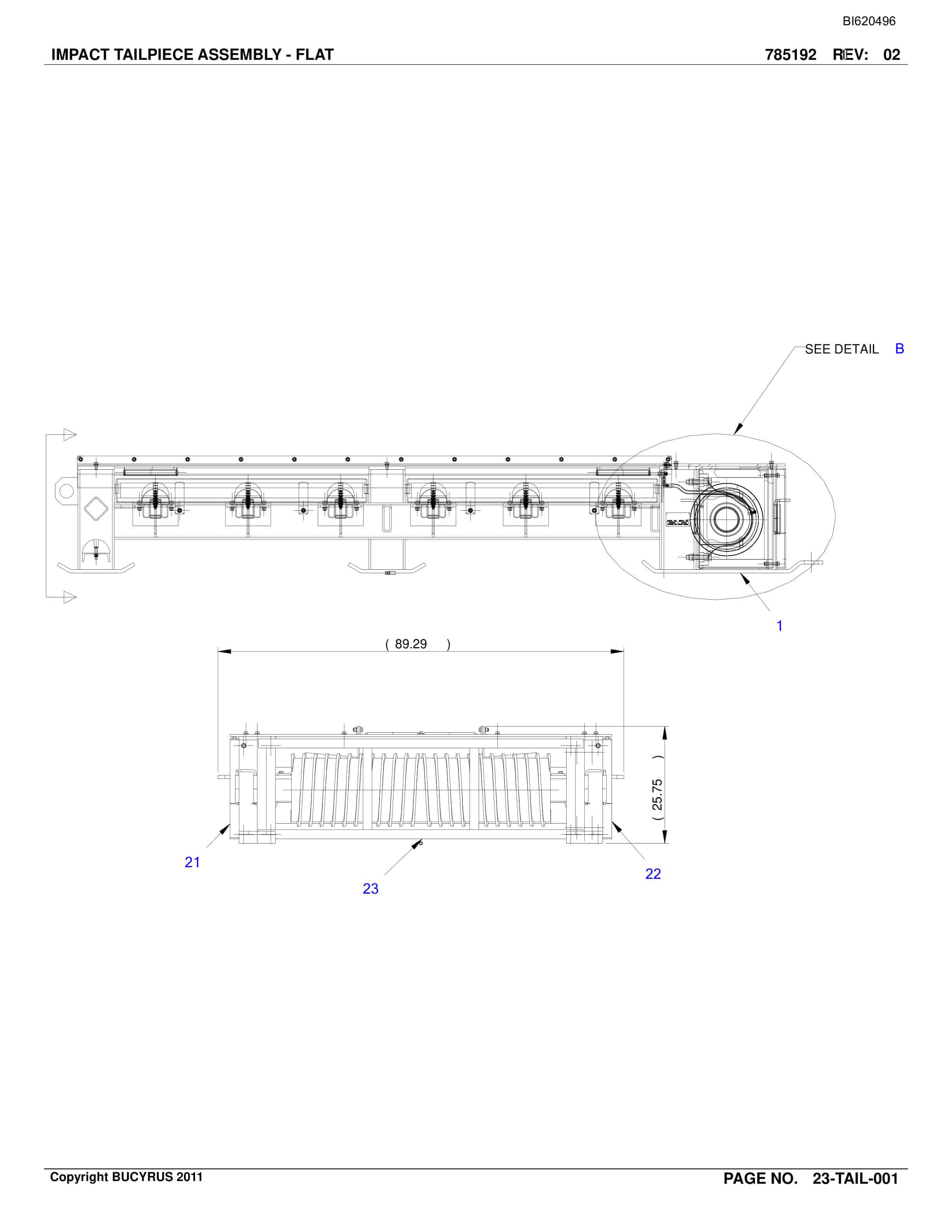Bucyrus Belt System Spare Parts List BI620496-5